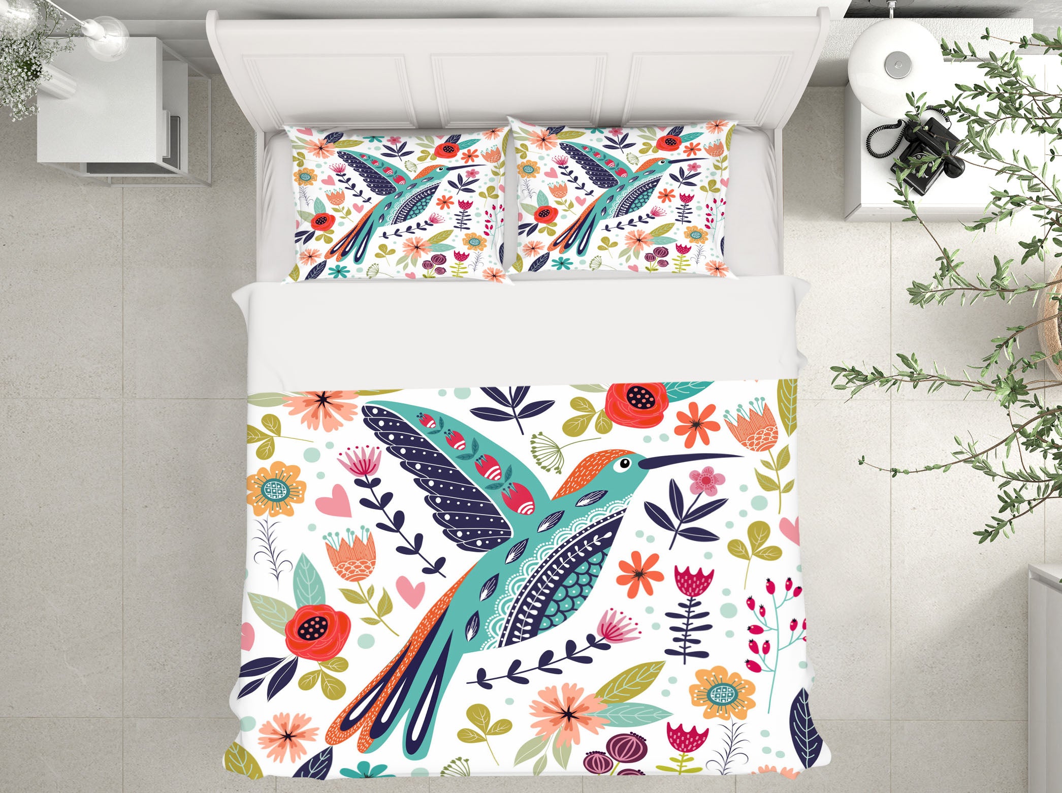 3D Flowers Bird 58243 Bed Pillowcases Quilt