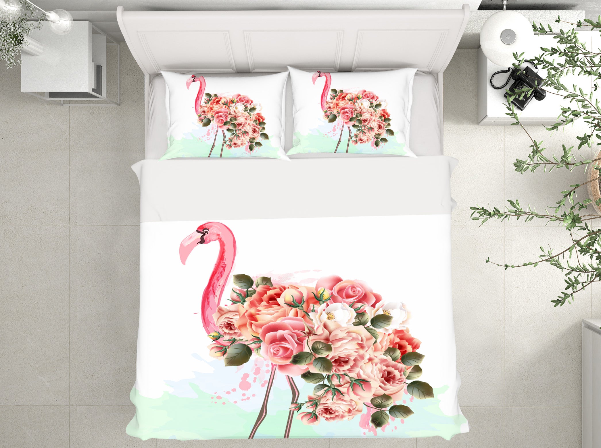 3D Flamingo Flower 15043 Bed Pillowcases Quilt