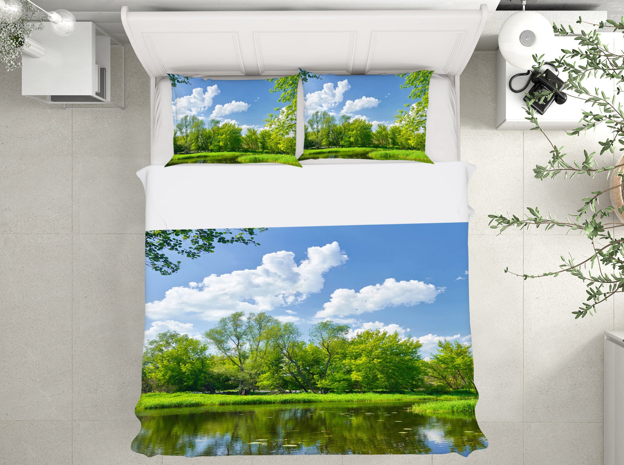 3D Forest Reflection 13044 Bed Pillowcases Quilt