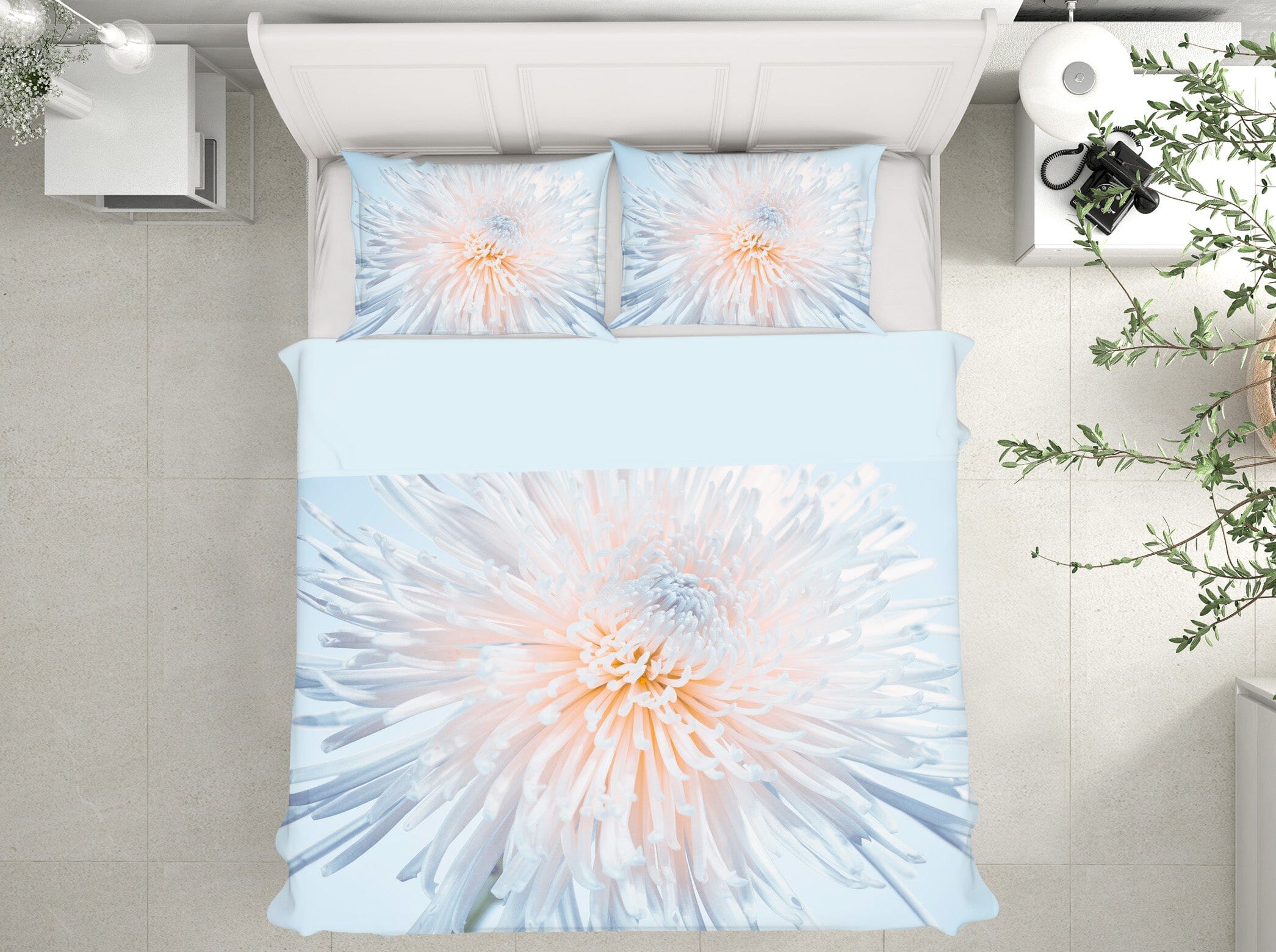 3D White Chrysanthemum 1012 Assaf Frank Bedding Bed Pillowcases Quilt Quiet Covers AJ Creativity Home