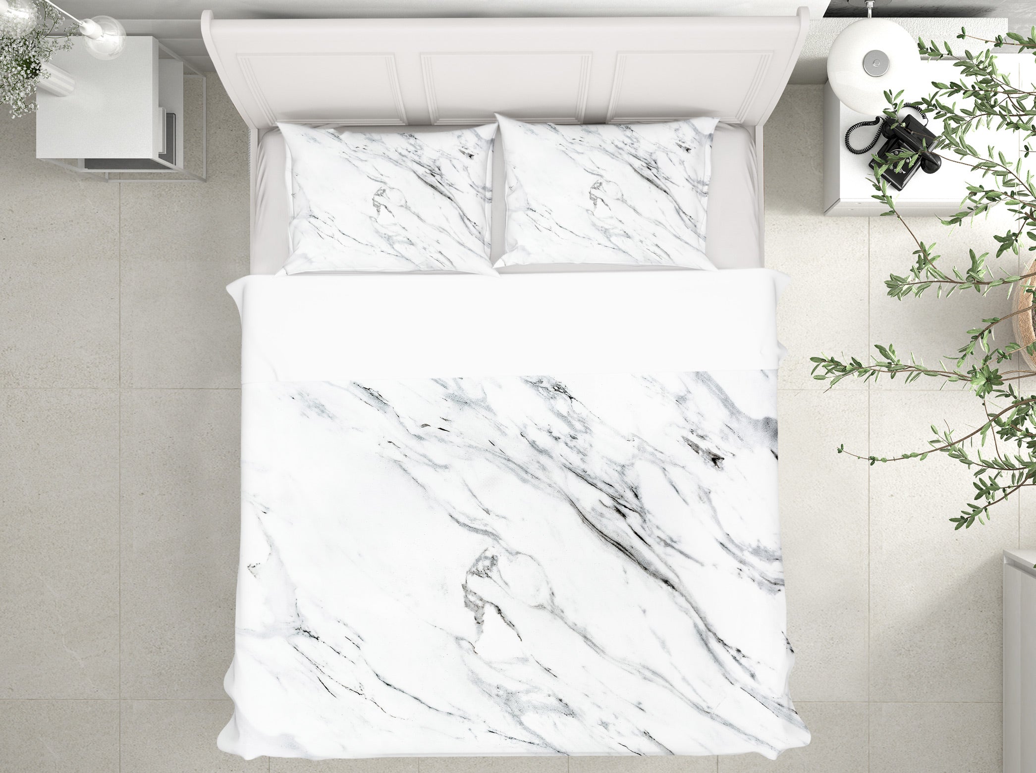 3D White Marble 59187 Bed Pillowcases Quilt