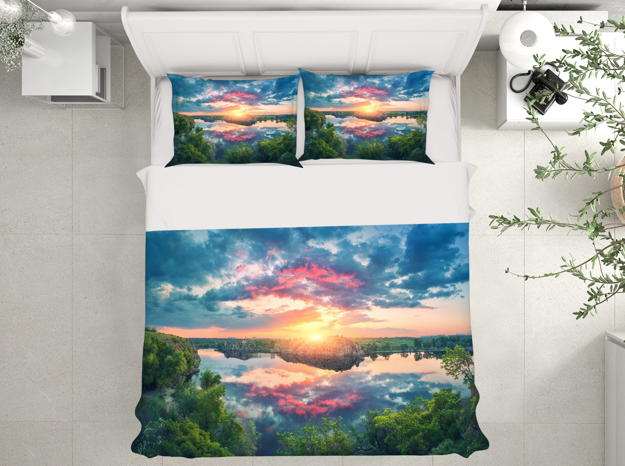 3D Sky Reflection Tree 59126 Bed Pillowcases Quilt