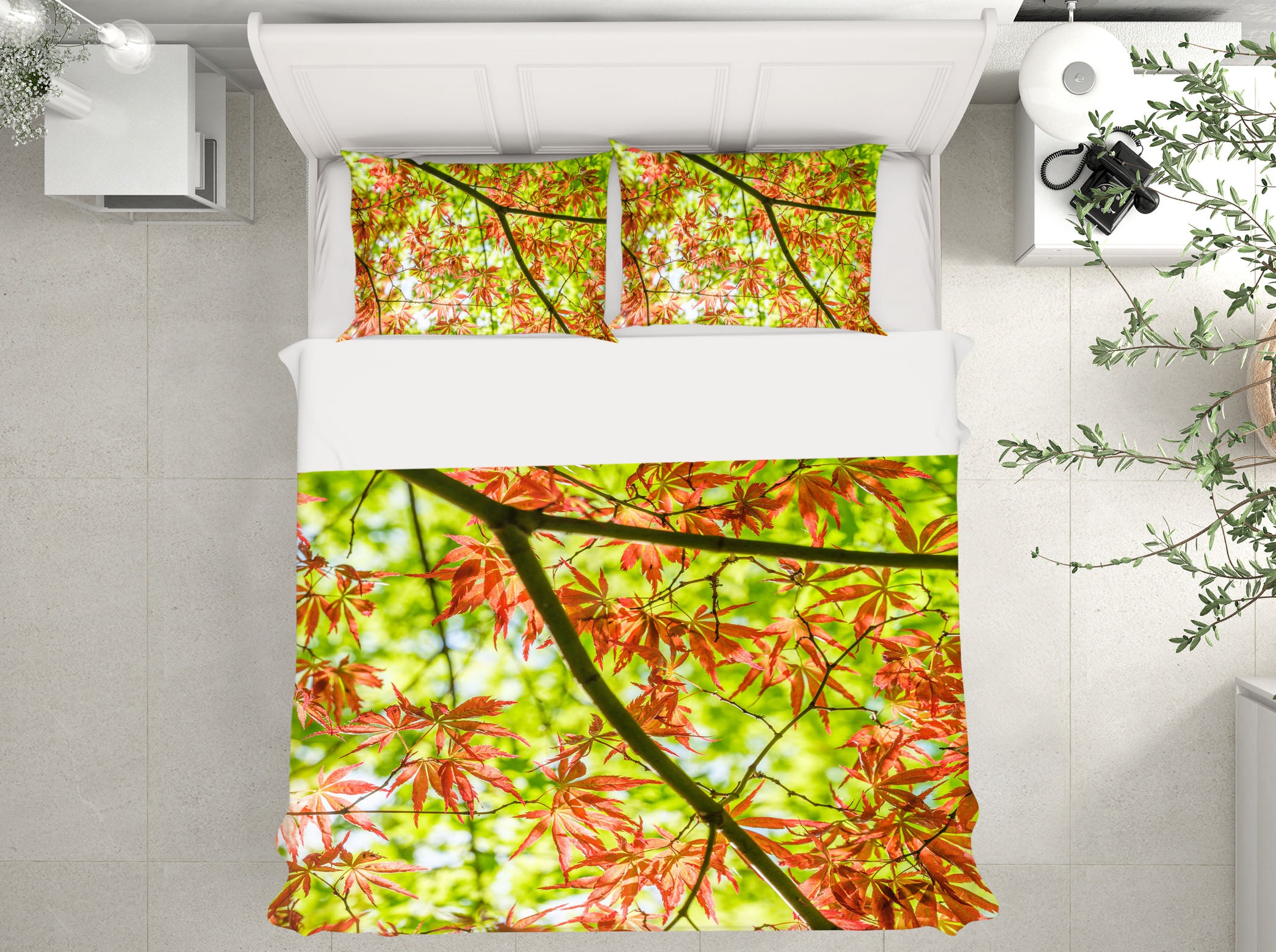 3D Red Maple Leaf 7190 Assaf Frank Bedding Bed Pillowcases Quilt Cover Duvet Cover