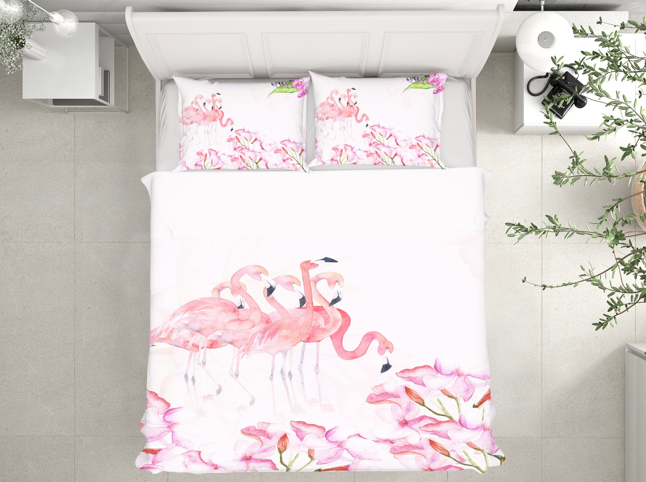 3D Flamingo 12073 Bed Pillowcases Quilt