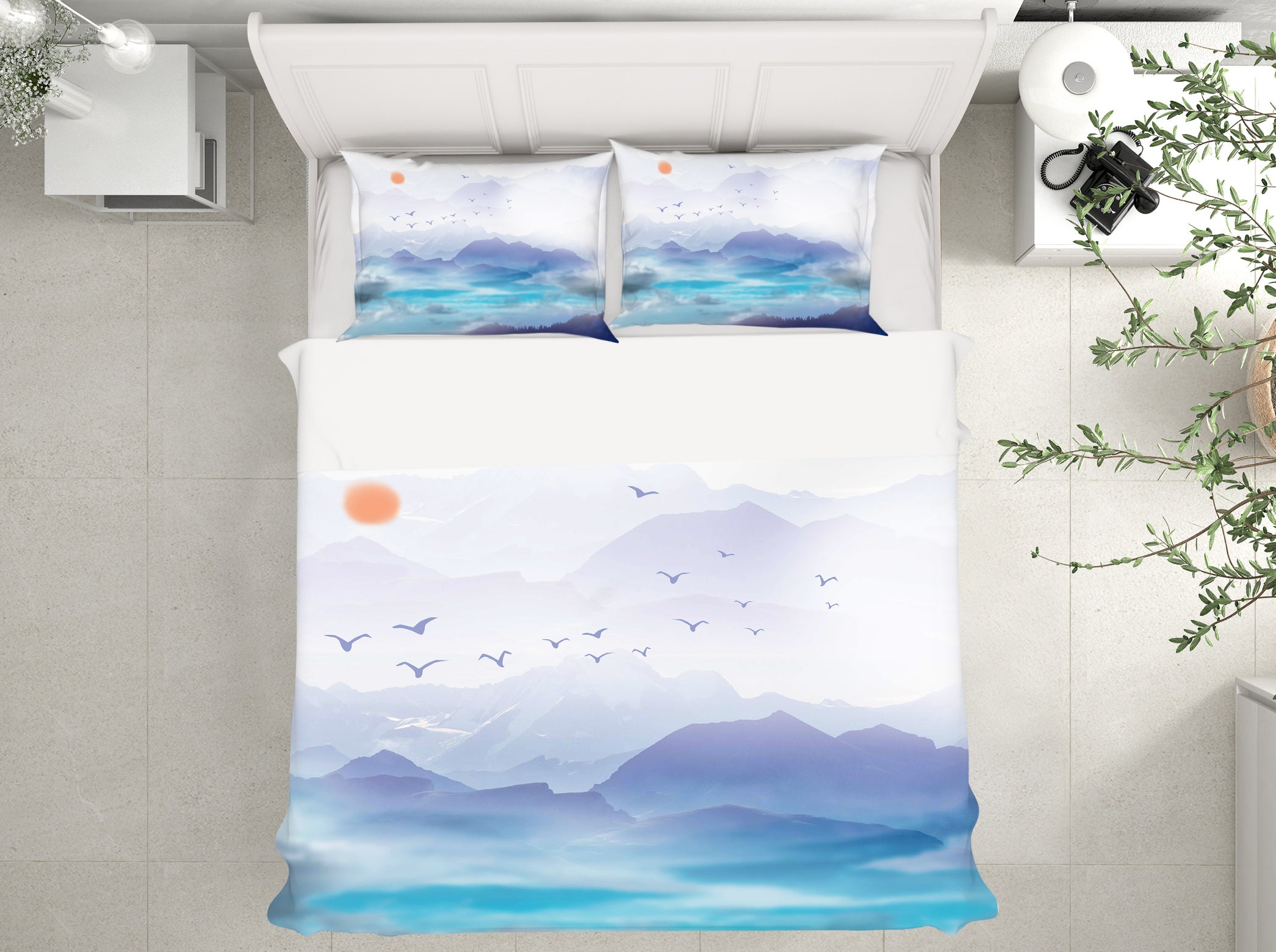 3D Mountain Wild Goose 12055 Bed Pillowcases Quilt