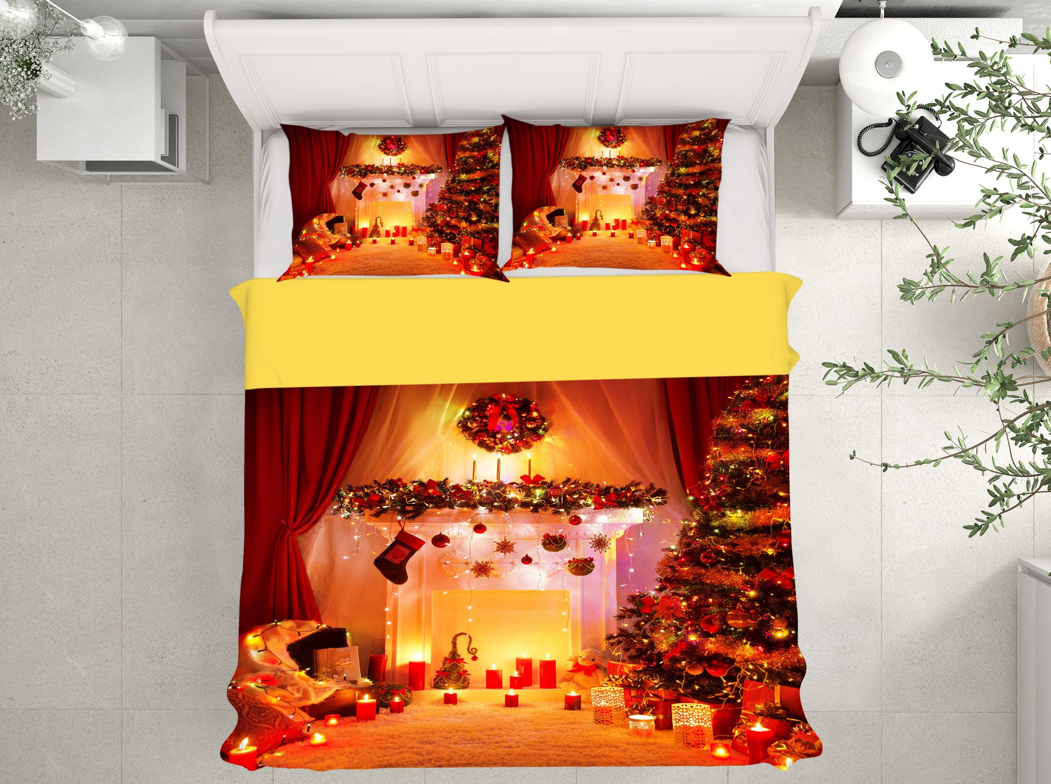 3D Christmas Tree Candle 12208 Bed Pillowcases Quilt