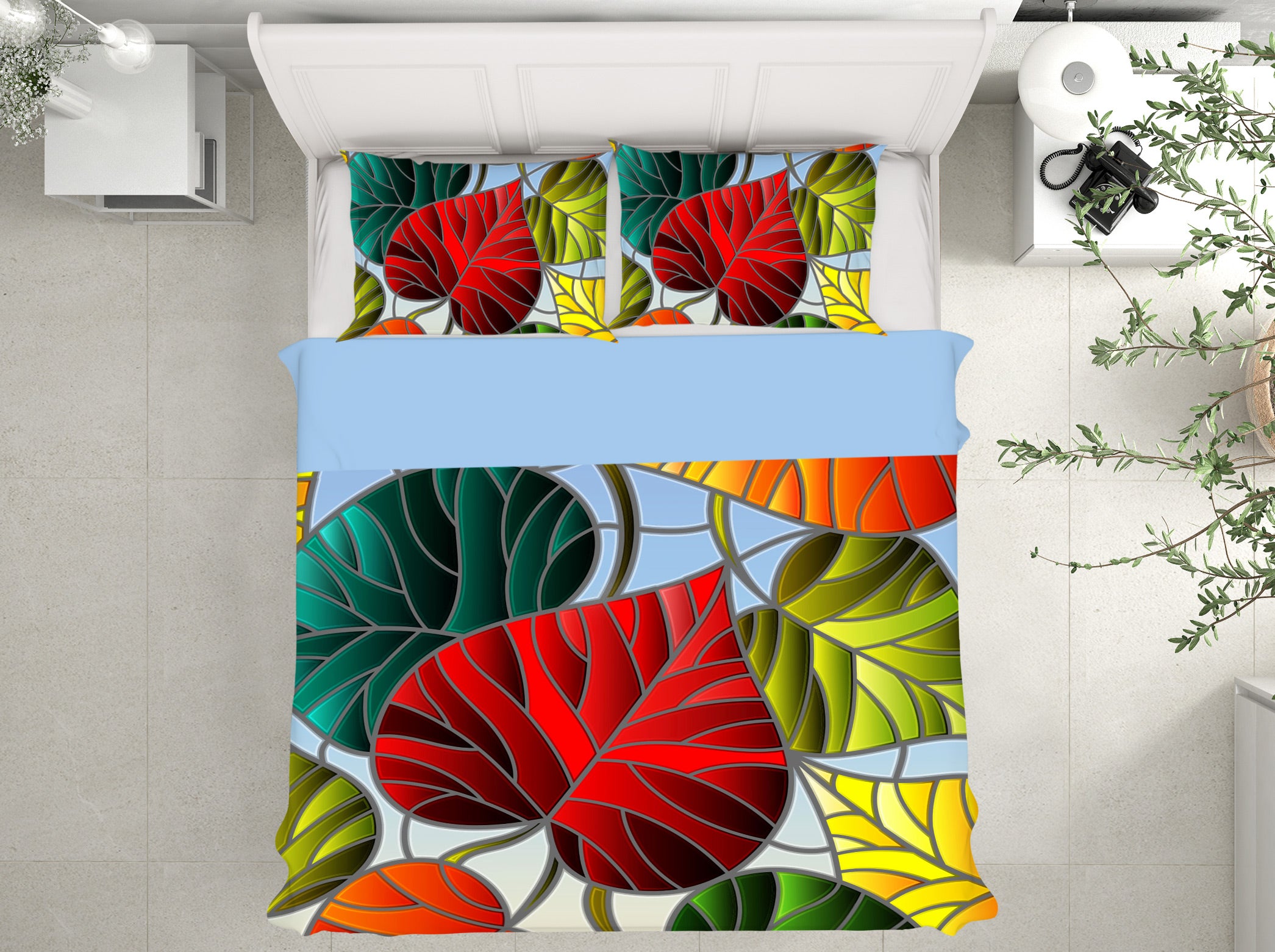 3D Colored Leaves 14049 Bed Pillowcases Quilt