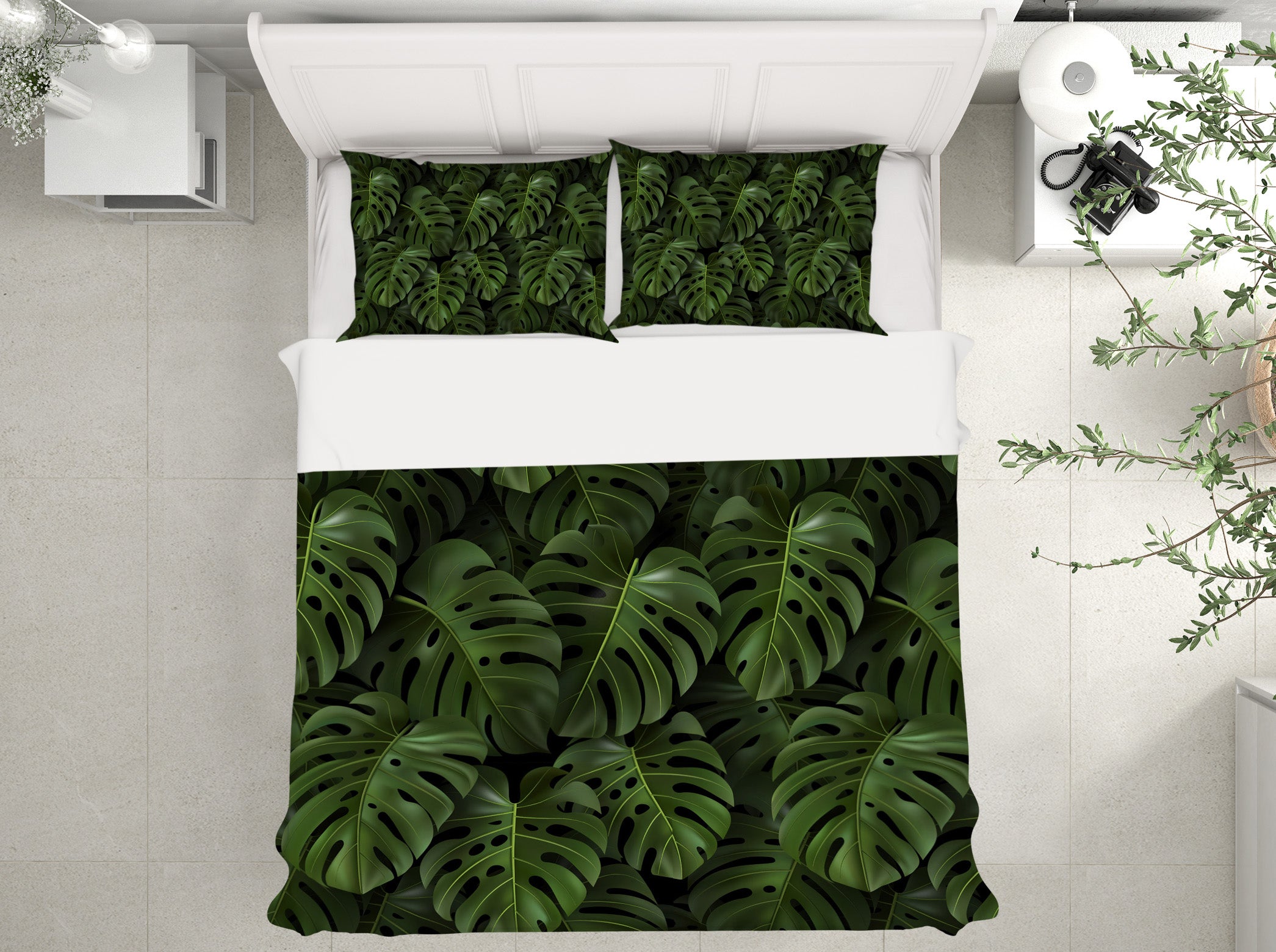 3D Dark Leaves 60121 Bed Pillowcases Quilt