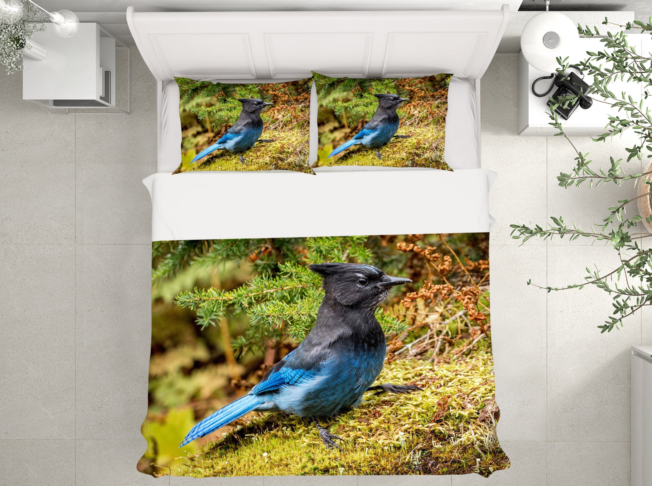 3D Grass Blue Bird 61059 Bed Pillowcases Quilt
