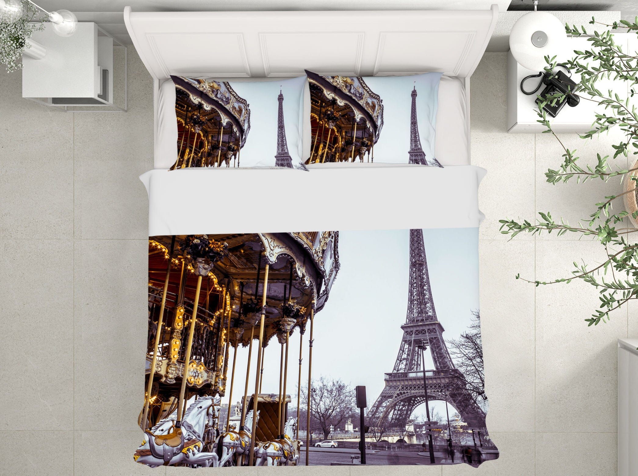 3D Carousel Eiffel Tower 1013 Assaf Frank Bedding Bed Pillowcases Quilt Quiet Covers AJ Creativity Home