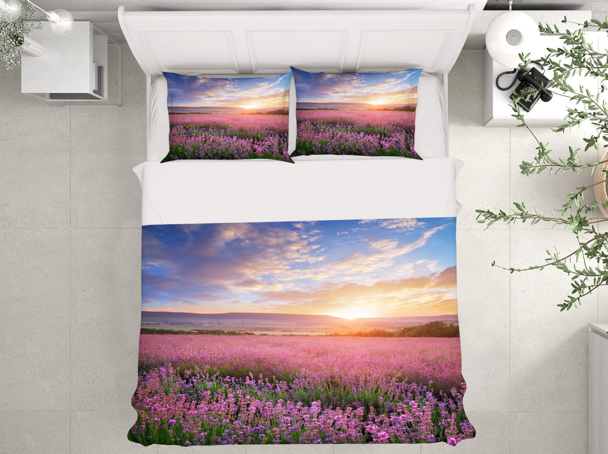 3D Lavender Bushes 59117 Bed Pillowcases Quilt