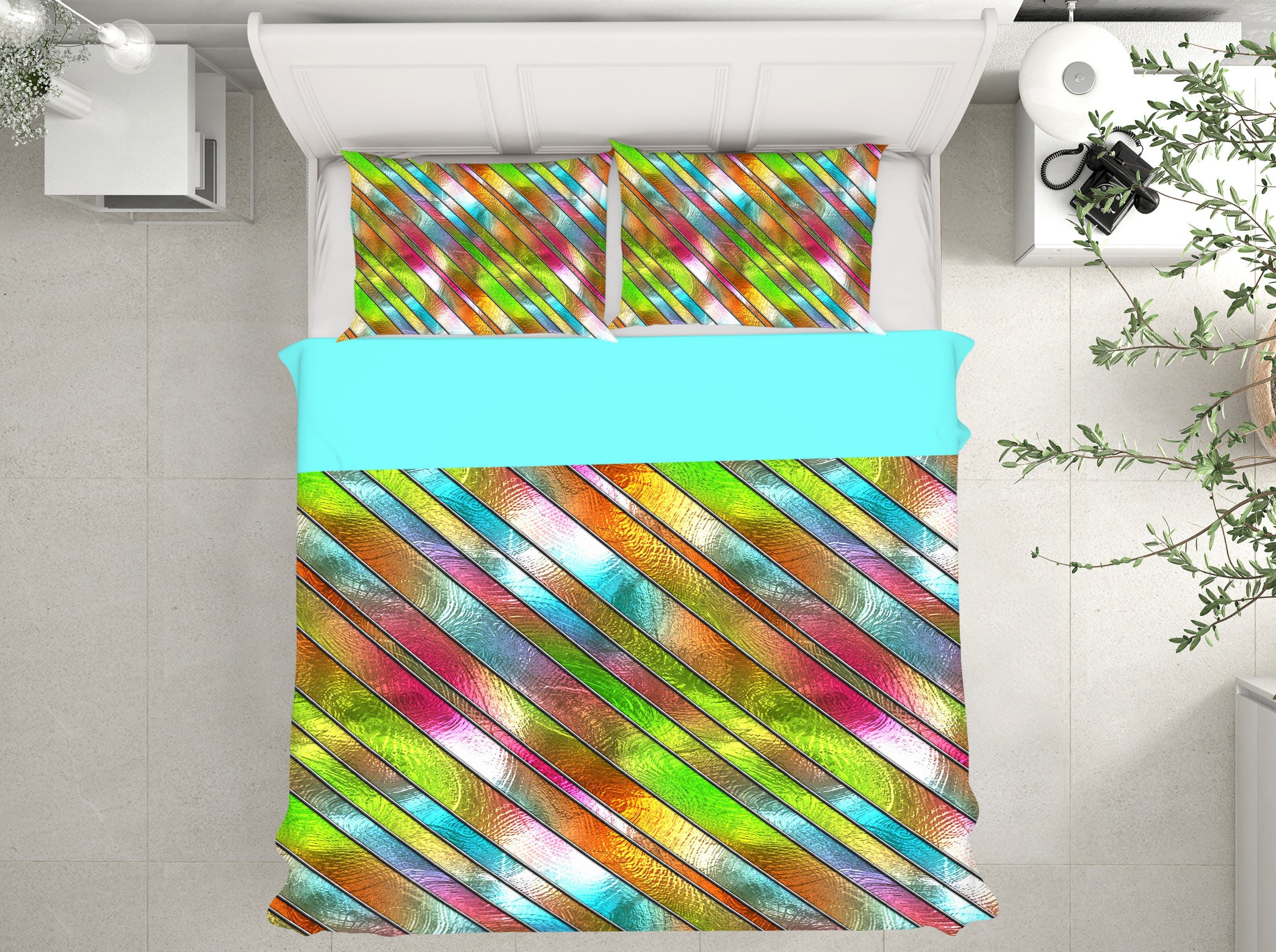 3D Color Diagonal Stripes 14062 Bed Pillowcases Quilt