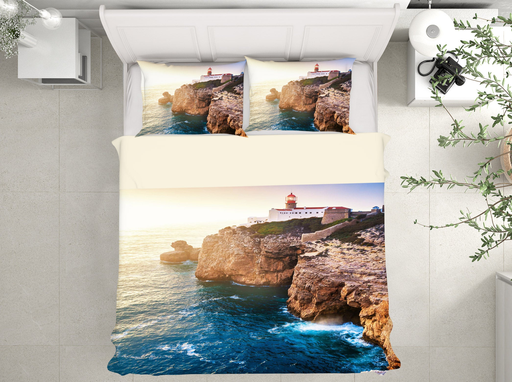 3D Ocean Lighthouse 15186 Bed Pillowcases Quilt