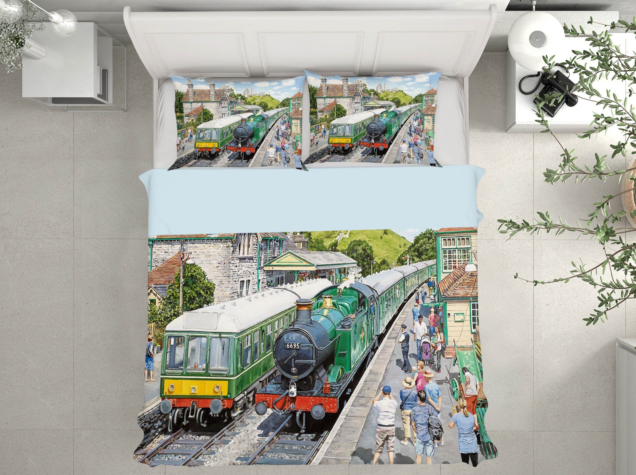 3D Corfe Castle Station 2015 Trevor Mitchell bedding Bed Pillowcases Quilt Quiet Covers AJ Creativity Home
