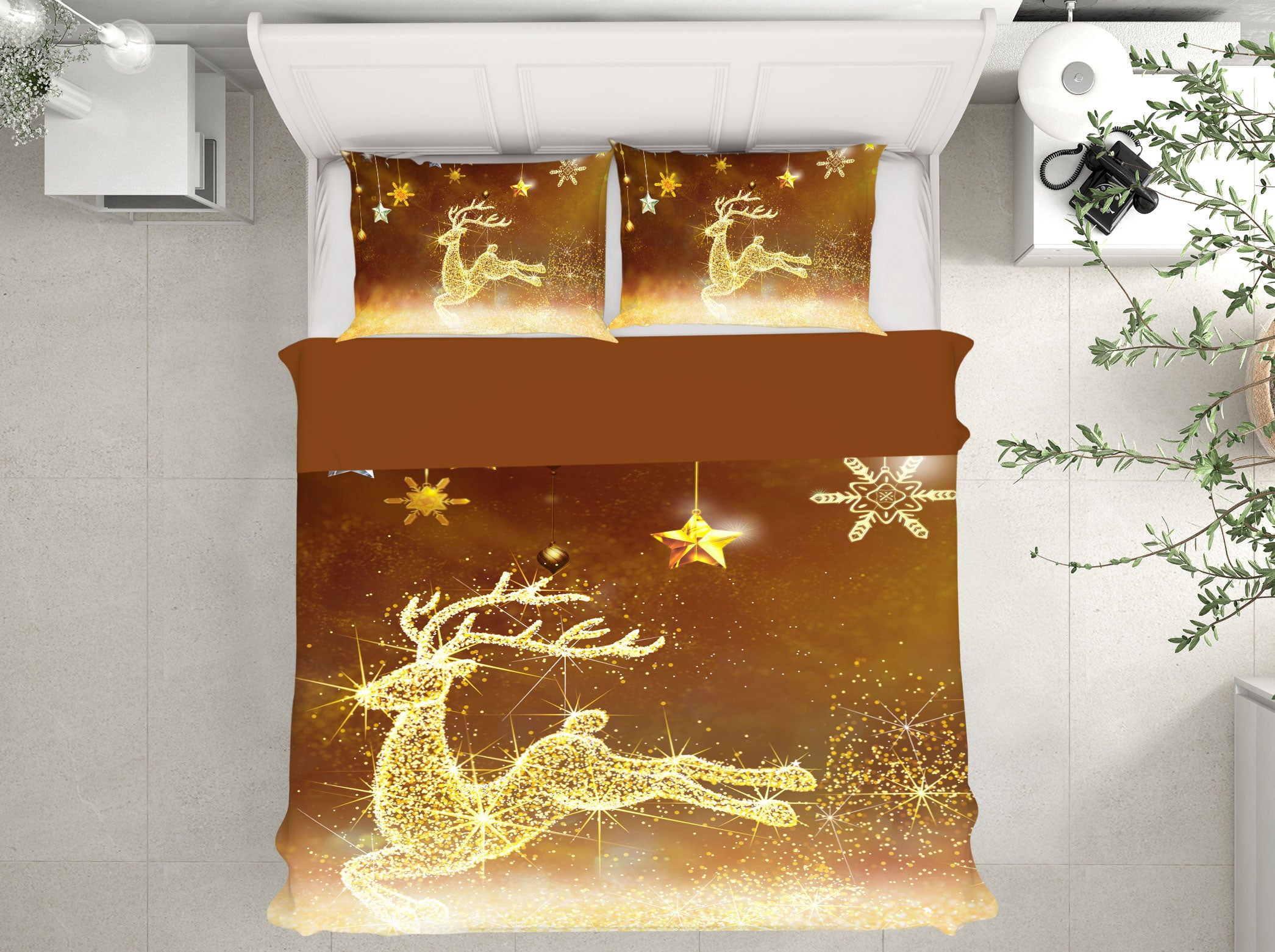 3D Golden Deer 13080 Bed Pillowcases Quilt