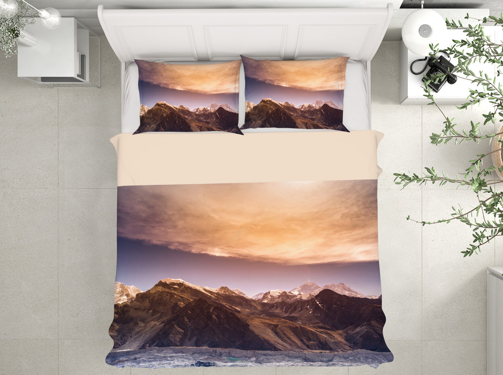 3D Mountains 63169 Bed Pillowcases Quilt