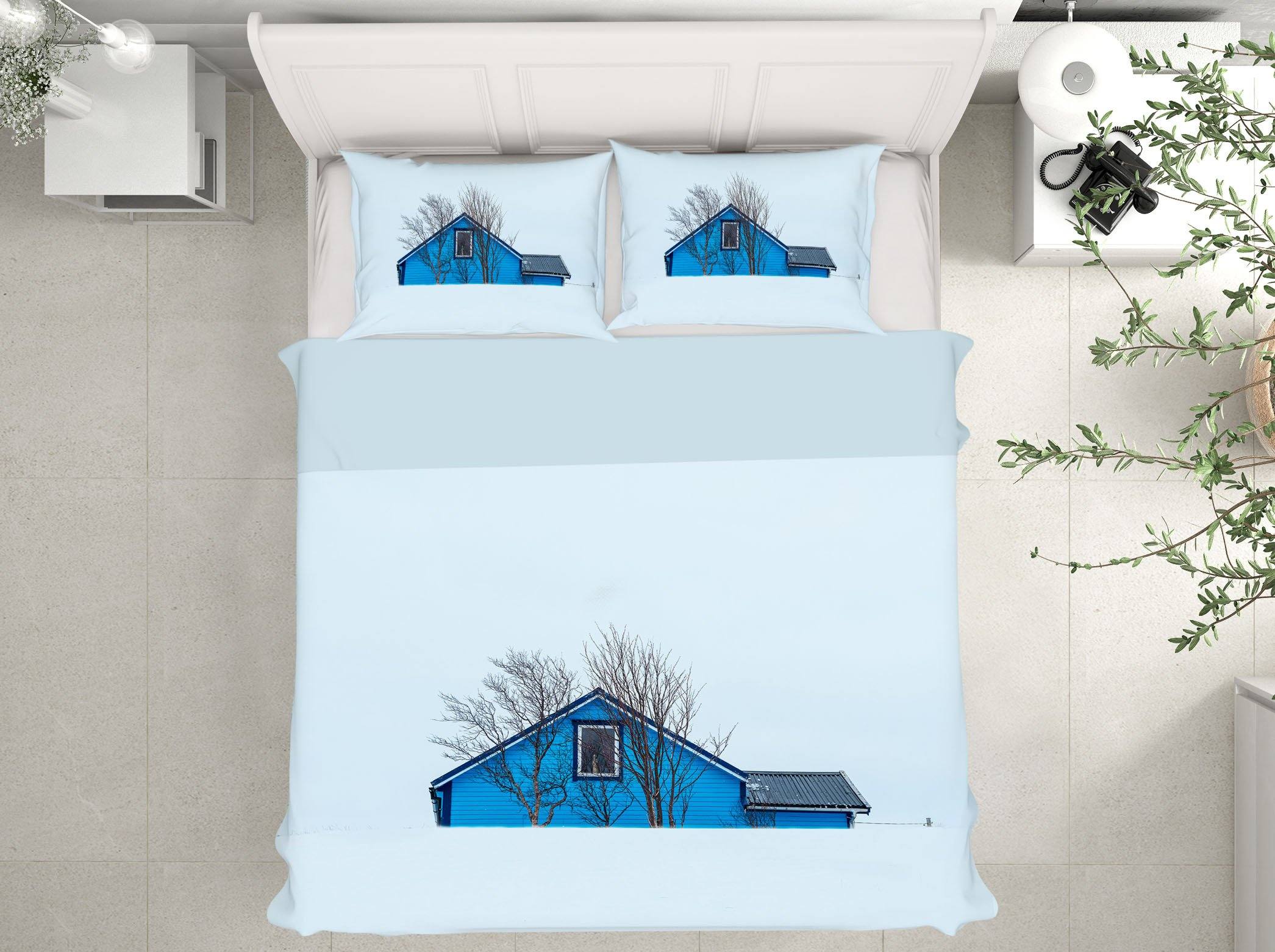 3D Blue House 2155 Marco Carmassi Bedding Bed Pillowcases Quilt Quiet Covers AJ Creativity Home