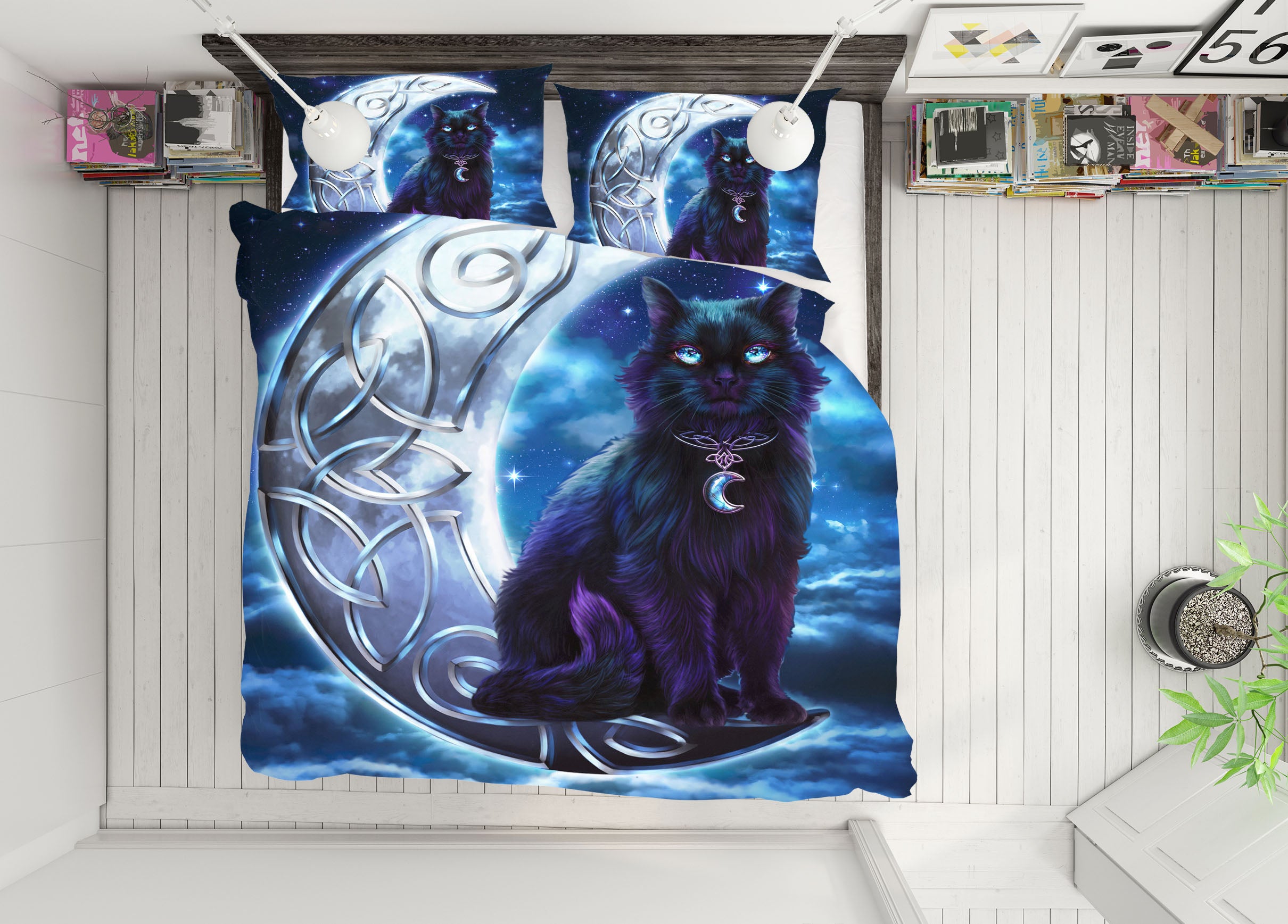 3D Moon Cat 8836 Brigid Ashwood Bedding Bed Pillowcases Quilt Cover Duvet Cover