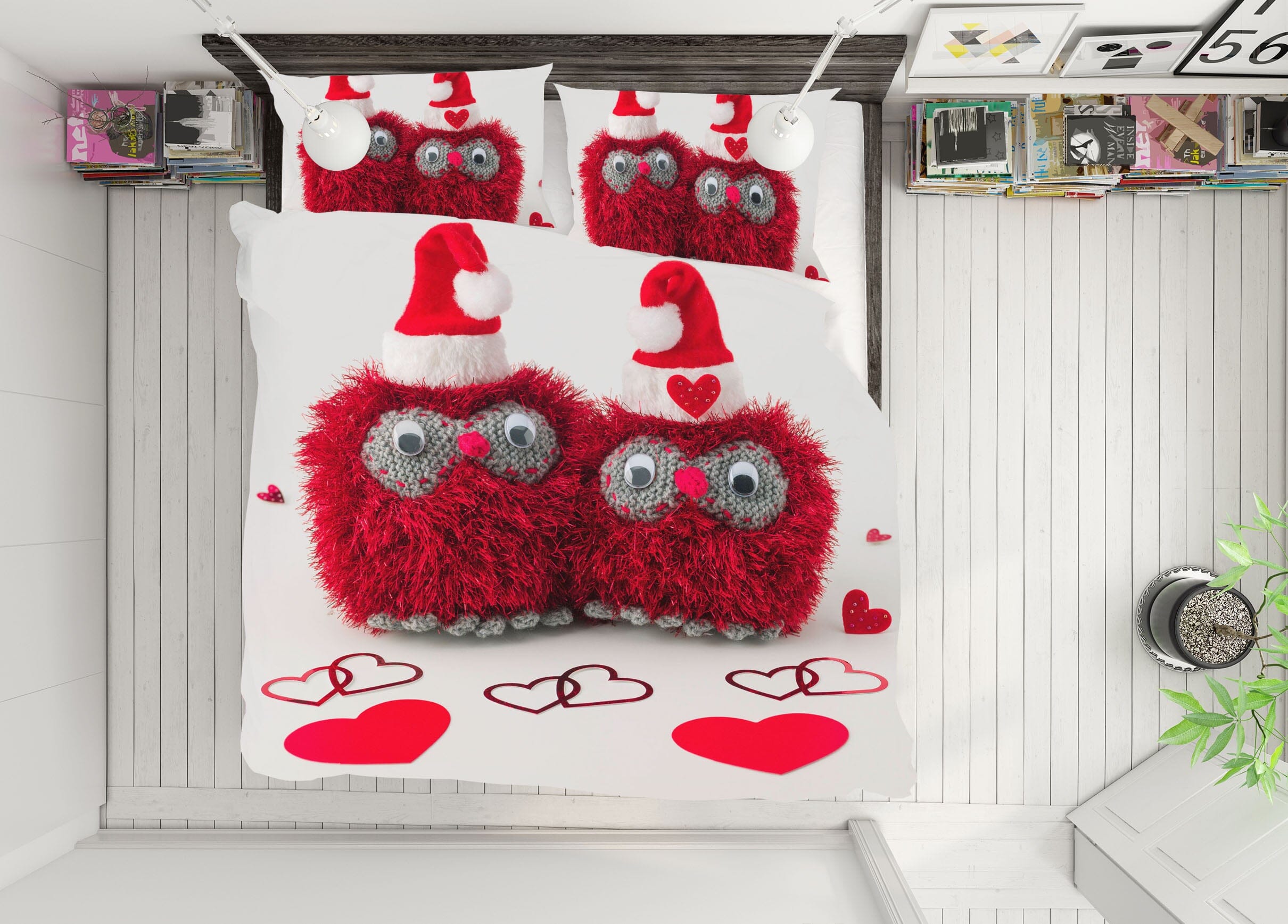 3D Christmas Owl 1029 Assaf Frank Bedding Bed Pillowcases Quilt Quiet Covers AJ Creativity Home