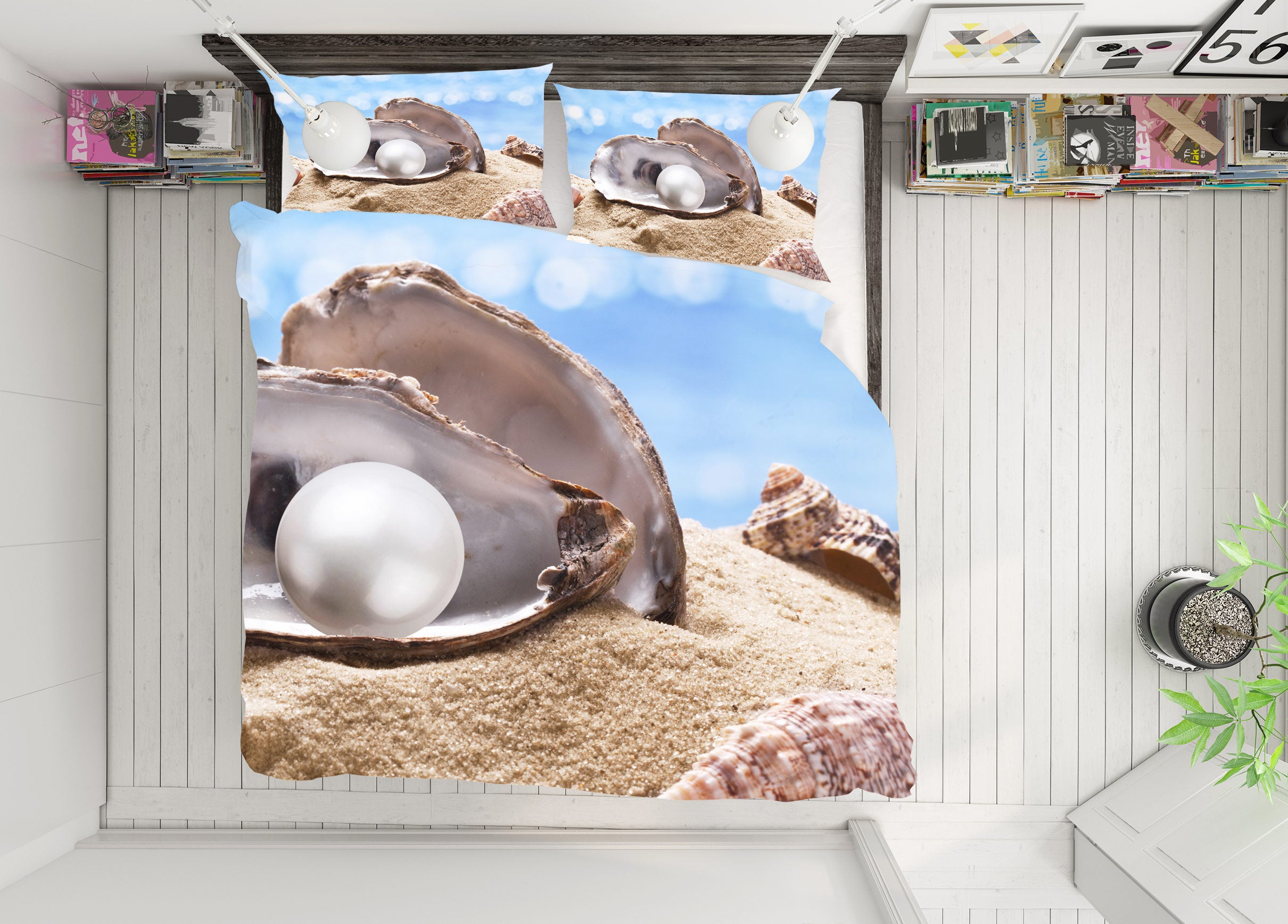 3D Pearl Shell 12189 Bed Pillowcases Quilt