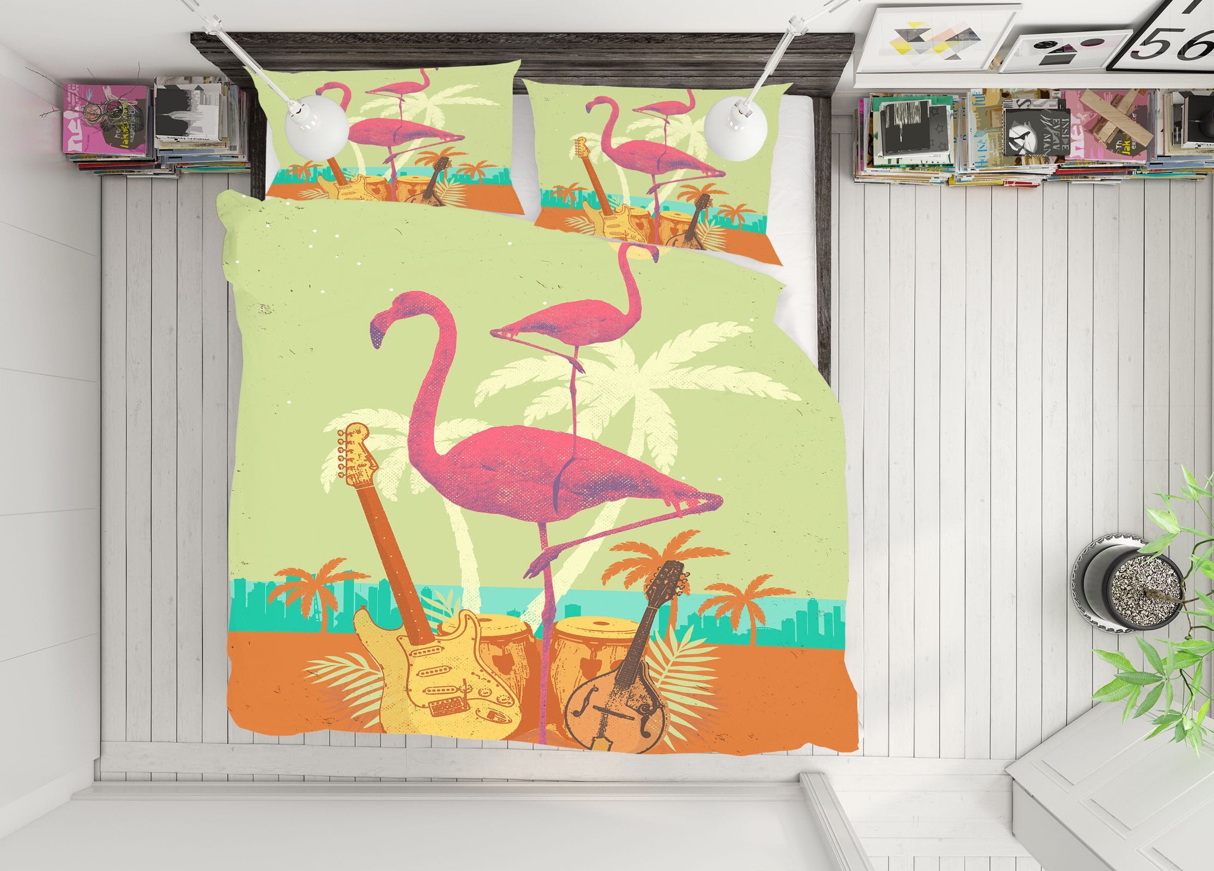 3D Flamingo Flock 2117 Showdeer Bedding Bed Pillowcases Quilt Quiet Covers AJ Creativity Home