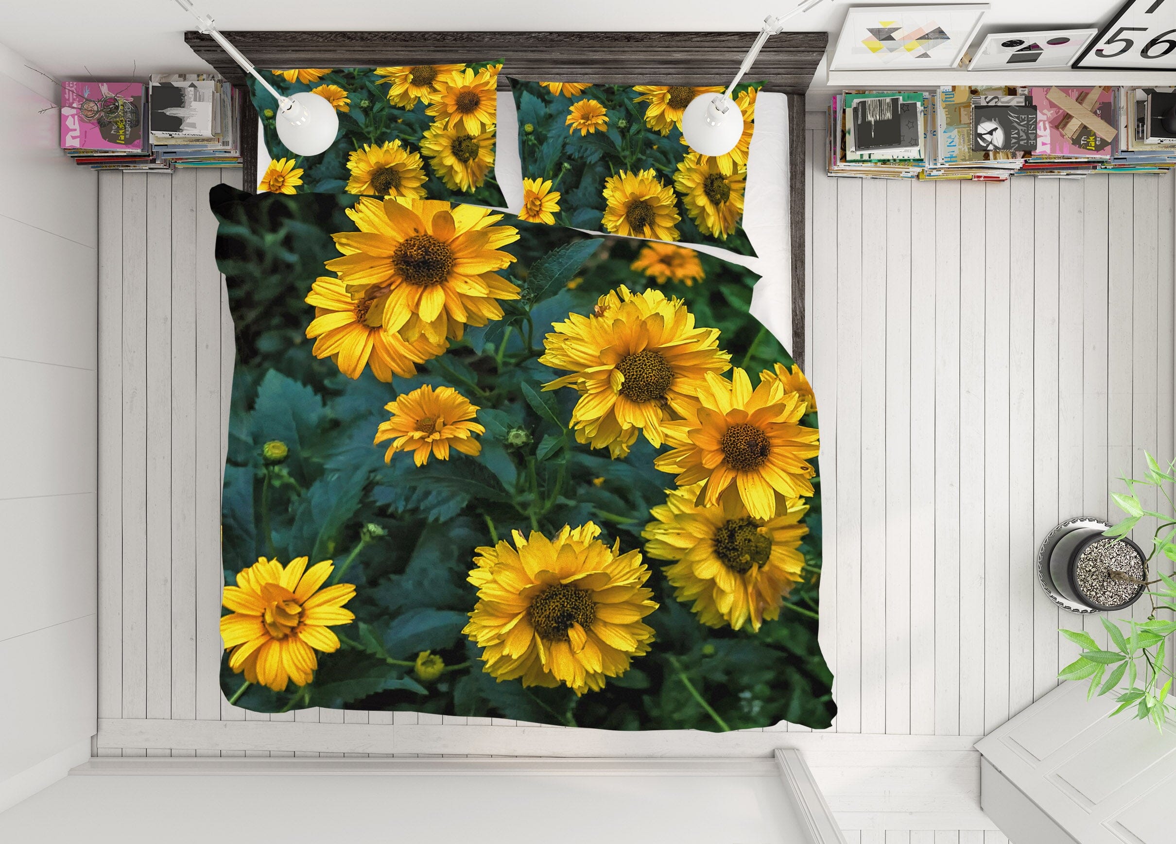 3D Yellow Sunflower 1036 Jerry LoFaro bedding Bed Pillowcases Quilt Quiet Covers AJ Creativity Home