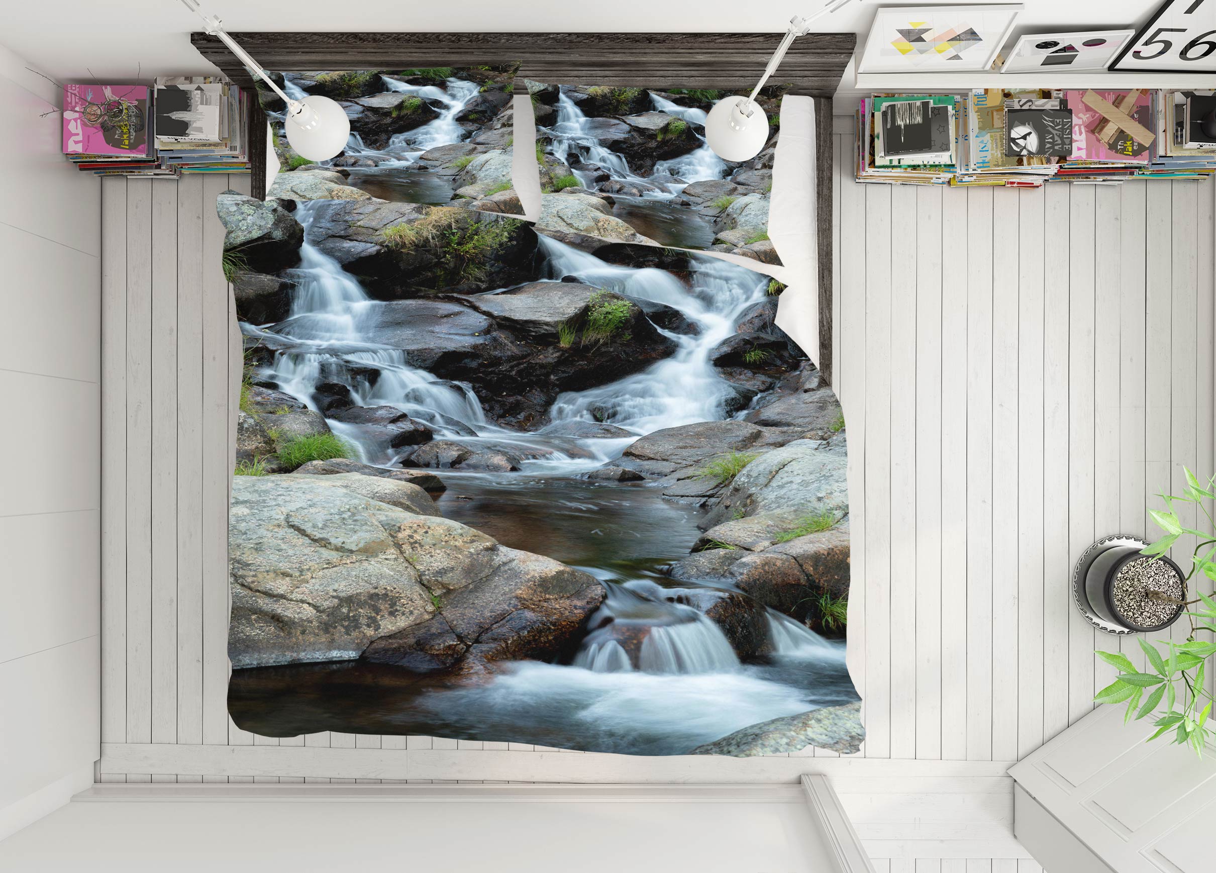 3D Stone Water 15166 Bed Pillowcases Quilt