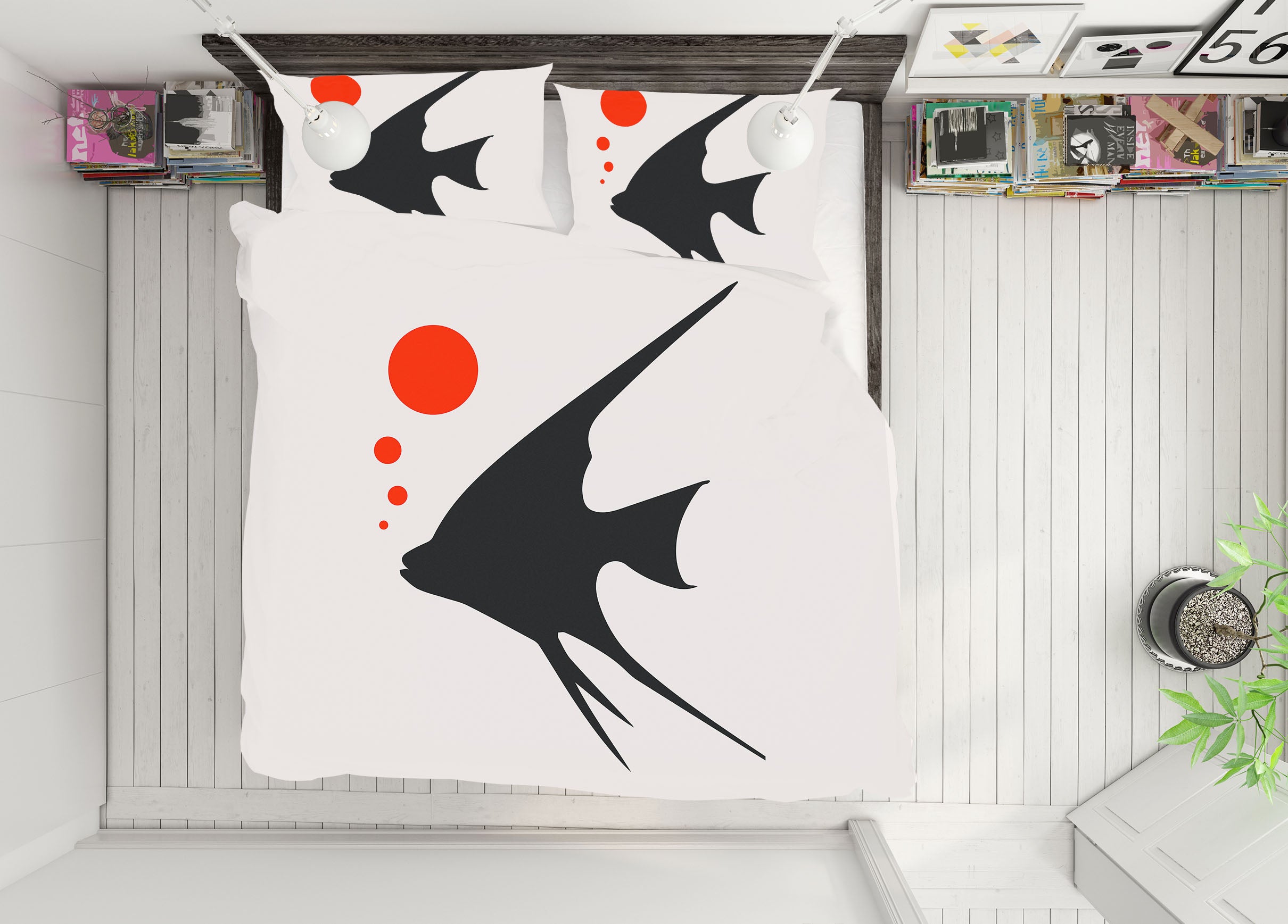 3D Black Fish 116 Boris Draschoff Bedding Bed Pillowcases Quilt