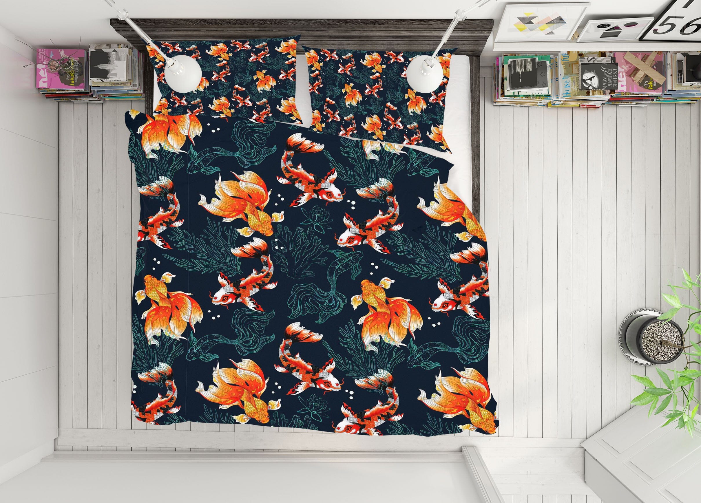 3D Orange Koi 189 Uta Naumann Bedding Bed Pillowcases Quilt Quiet Covers AJ Creativity Home