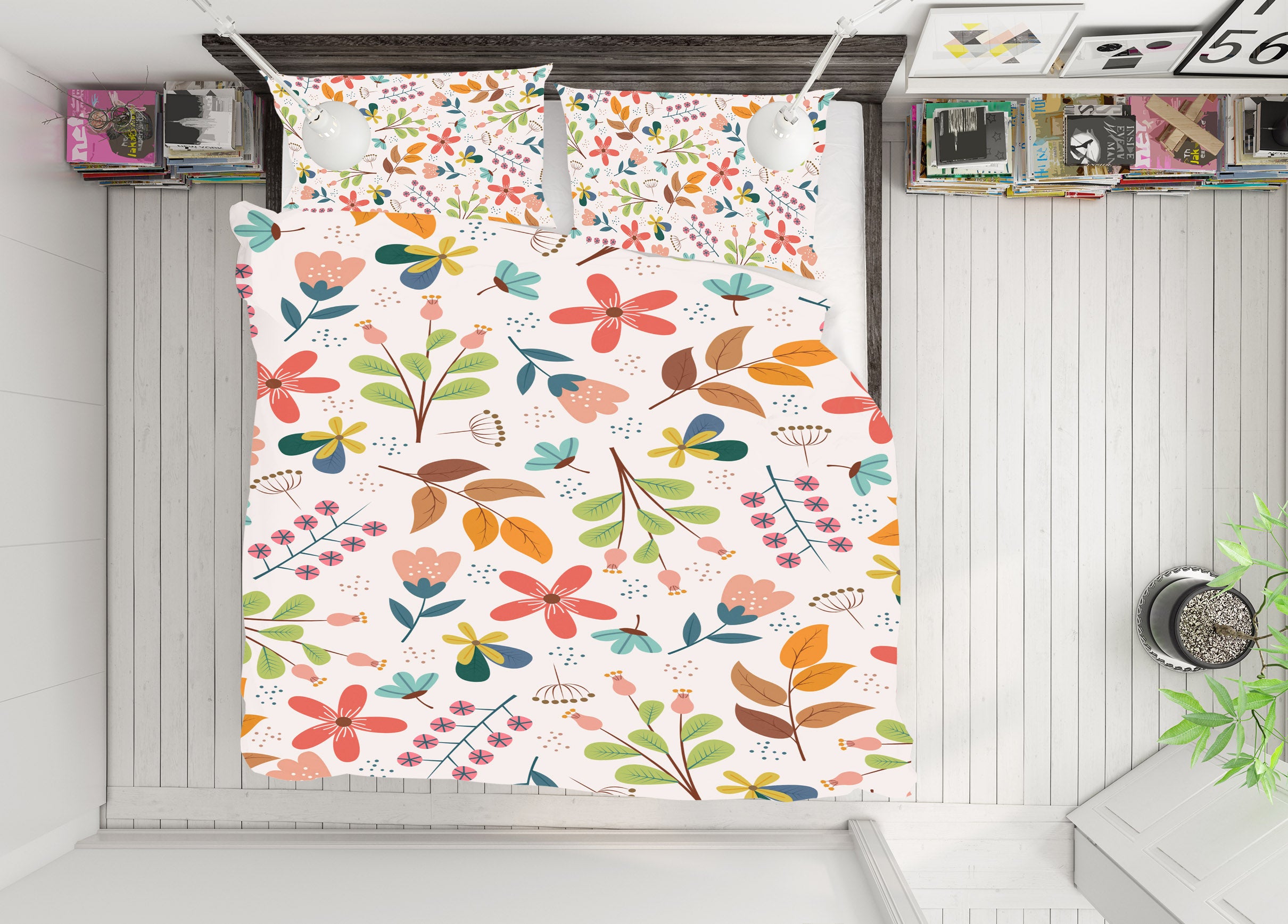 3D Colored Leaves 60182 Bed Pillowcases Quilt