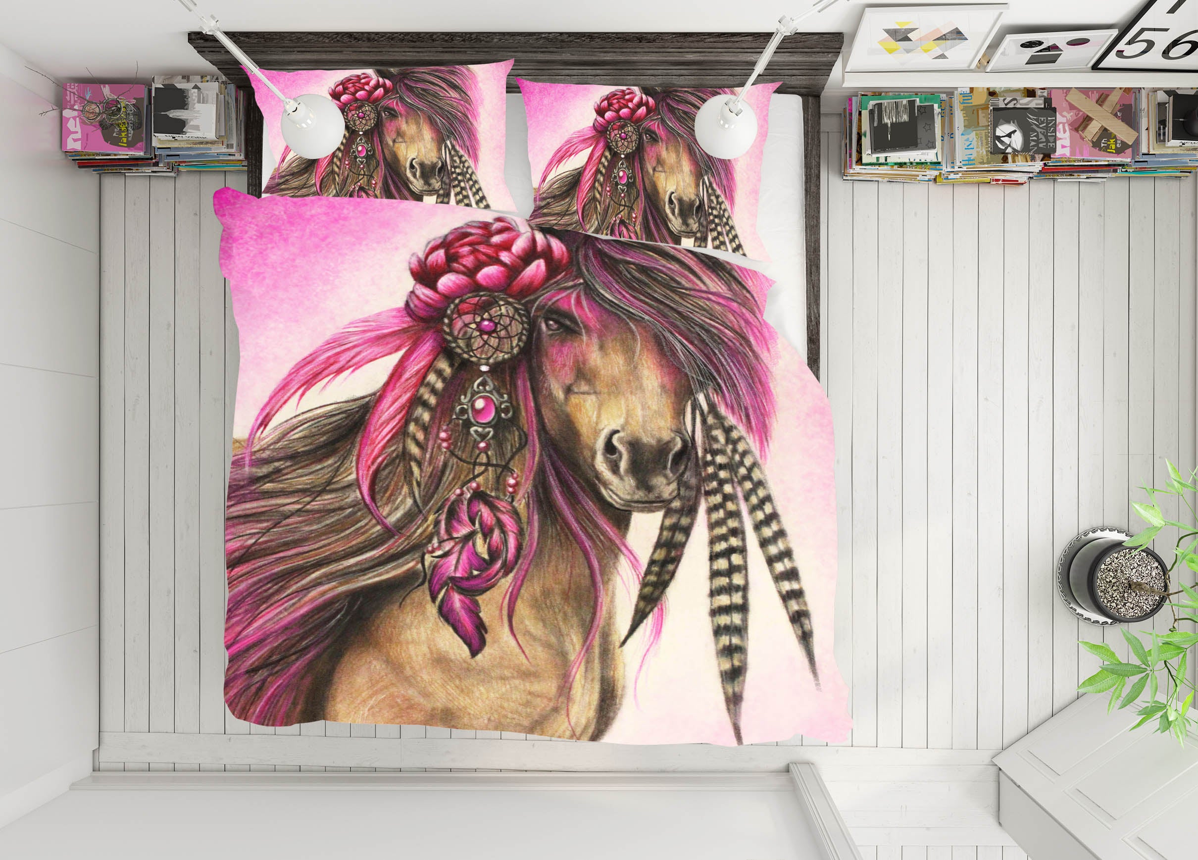 3D Horse Feather 8570 Sheena Pike Bedding Bed Pillowcases Quilt Cover Duvet Cover