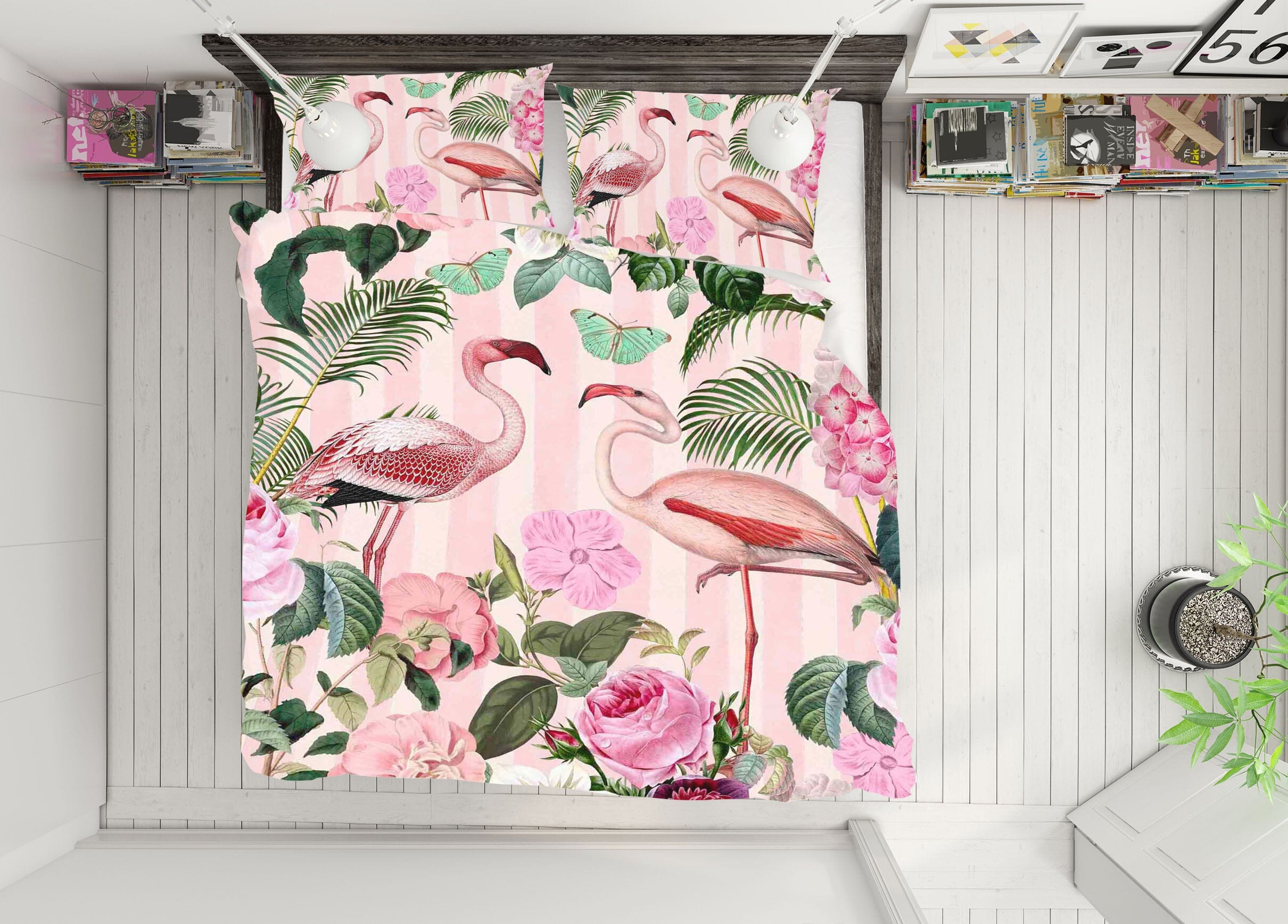 3D Pink Flamingo 2114 Andrea haase Bedding Bed Pillowcases Quilt Quiet Covers AJ Creativity Home