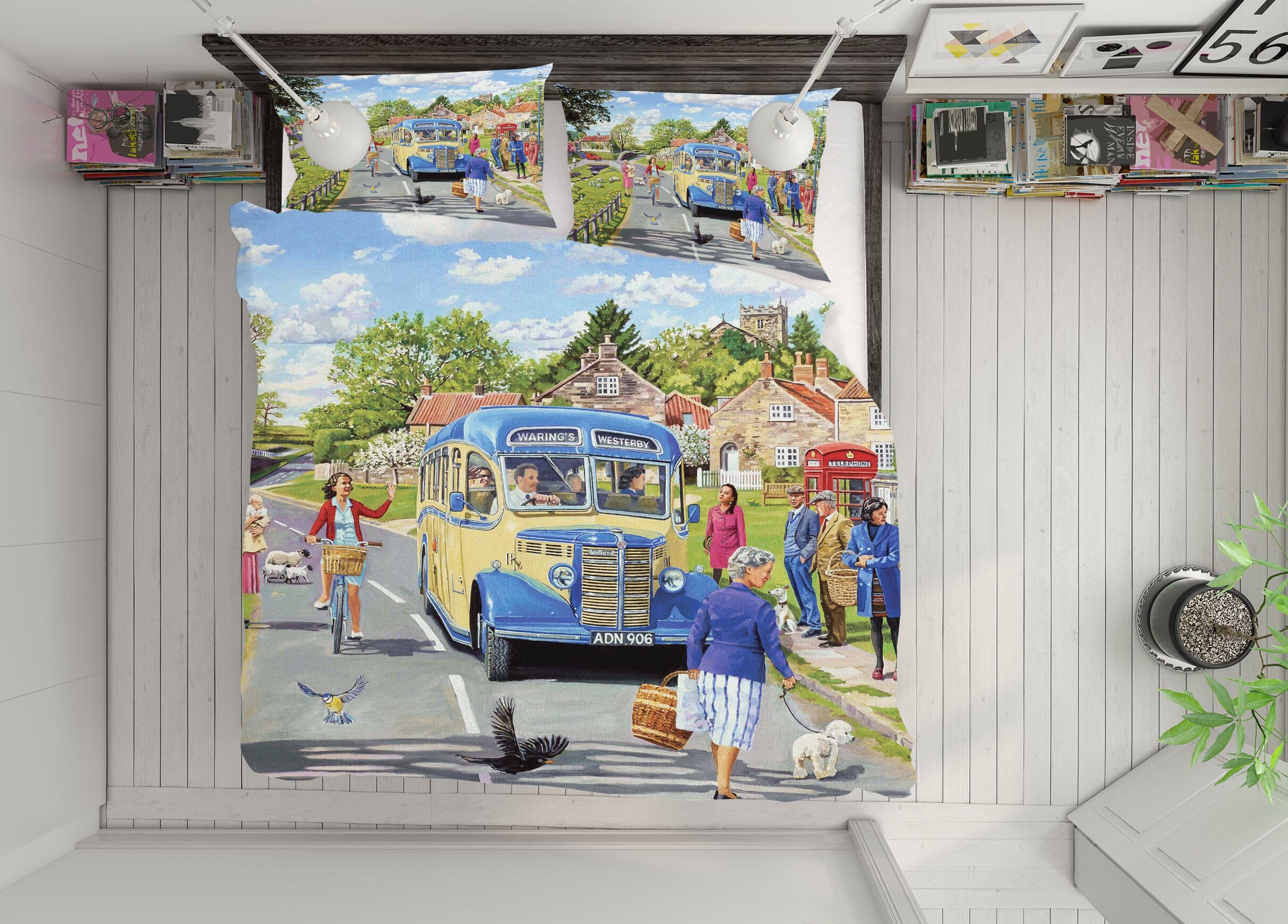 3D The Village Bus Stop 2072 Trevor Mitchell bedding Bed Pillowcases Quilt Quiet Covers AJ Creativity Home