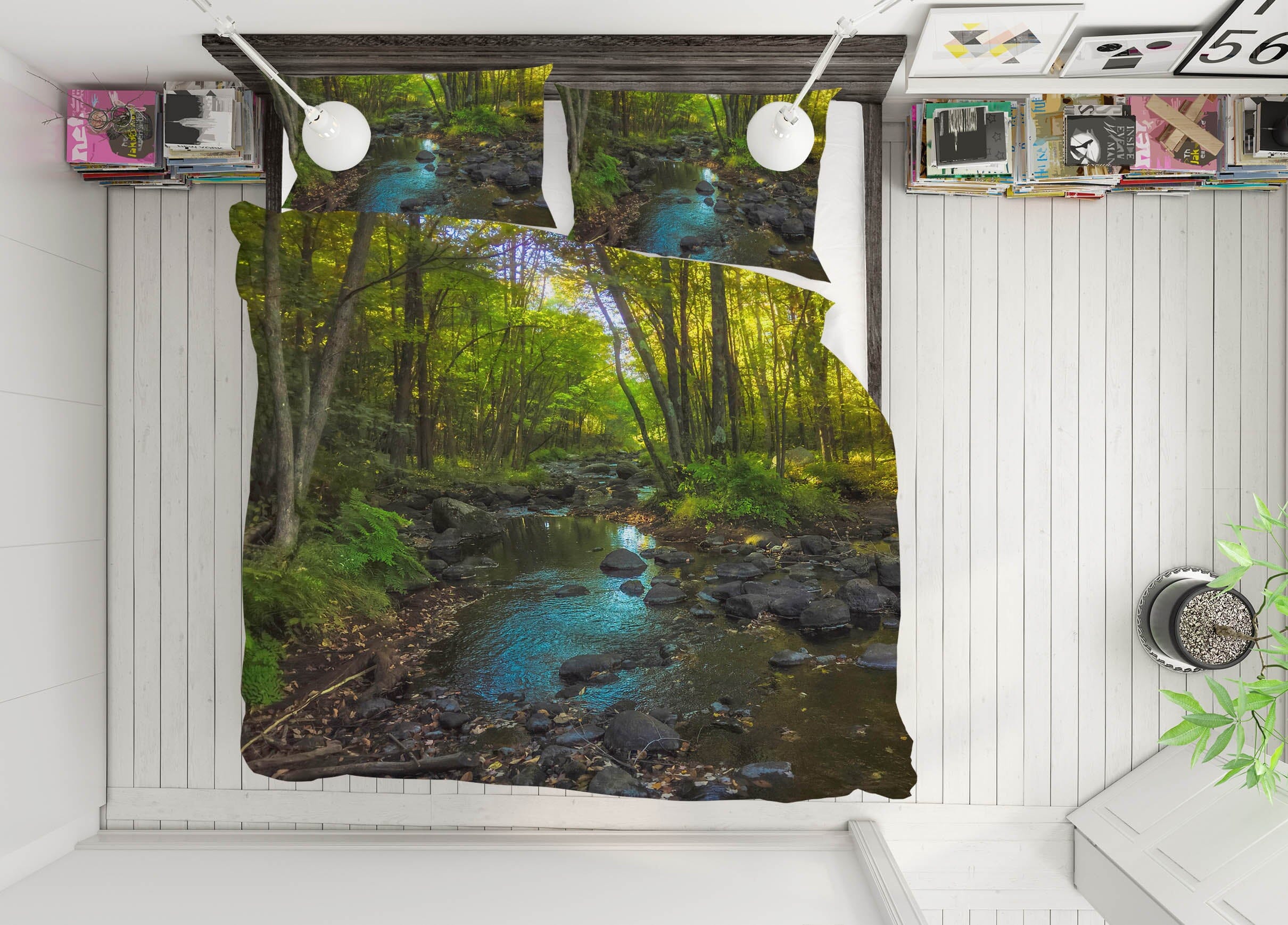 3D Peaceful Stream 1015 Jerry LoFaro bedding Bed Pillowcases Quilt Quiet Covers AJ Creativity Home