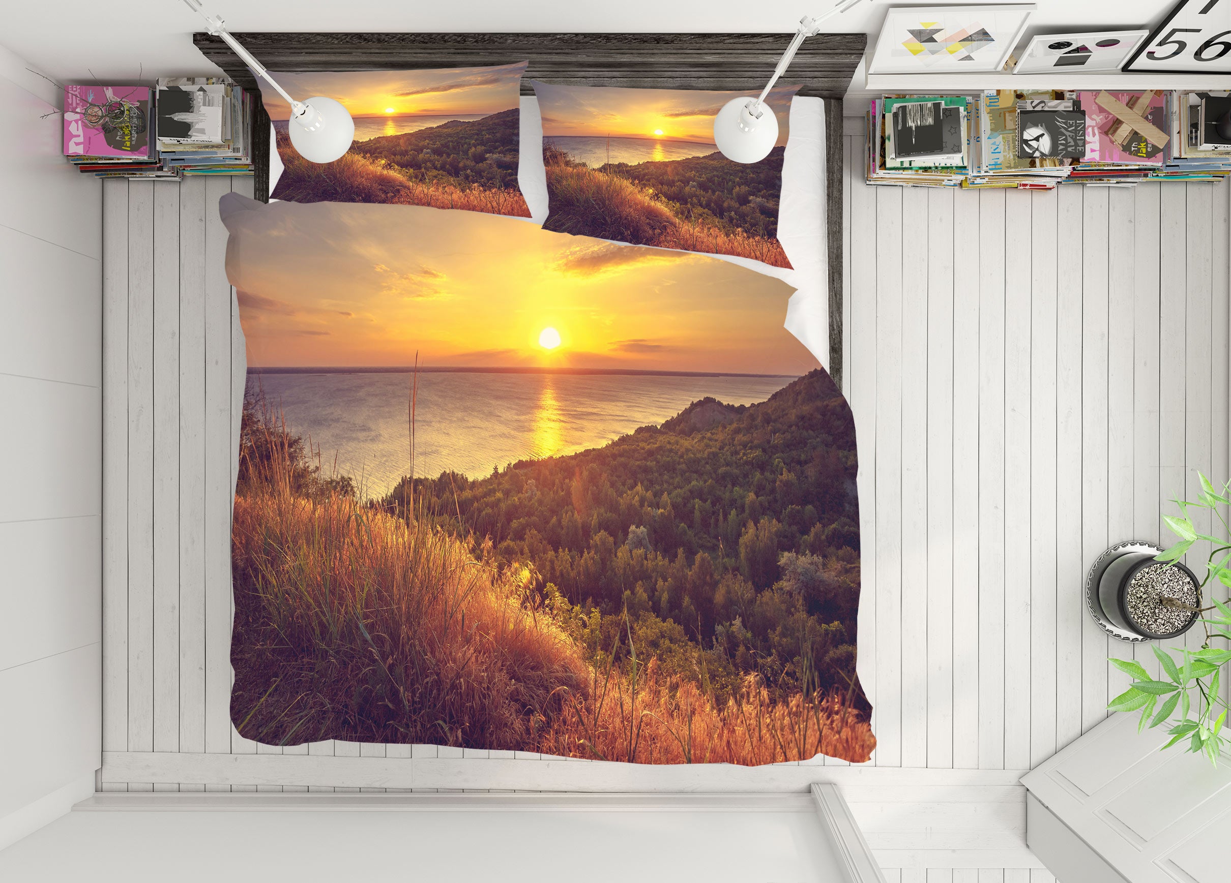 3D Mountain Forest 59148 Bed Pillowcases Quilt