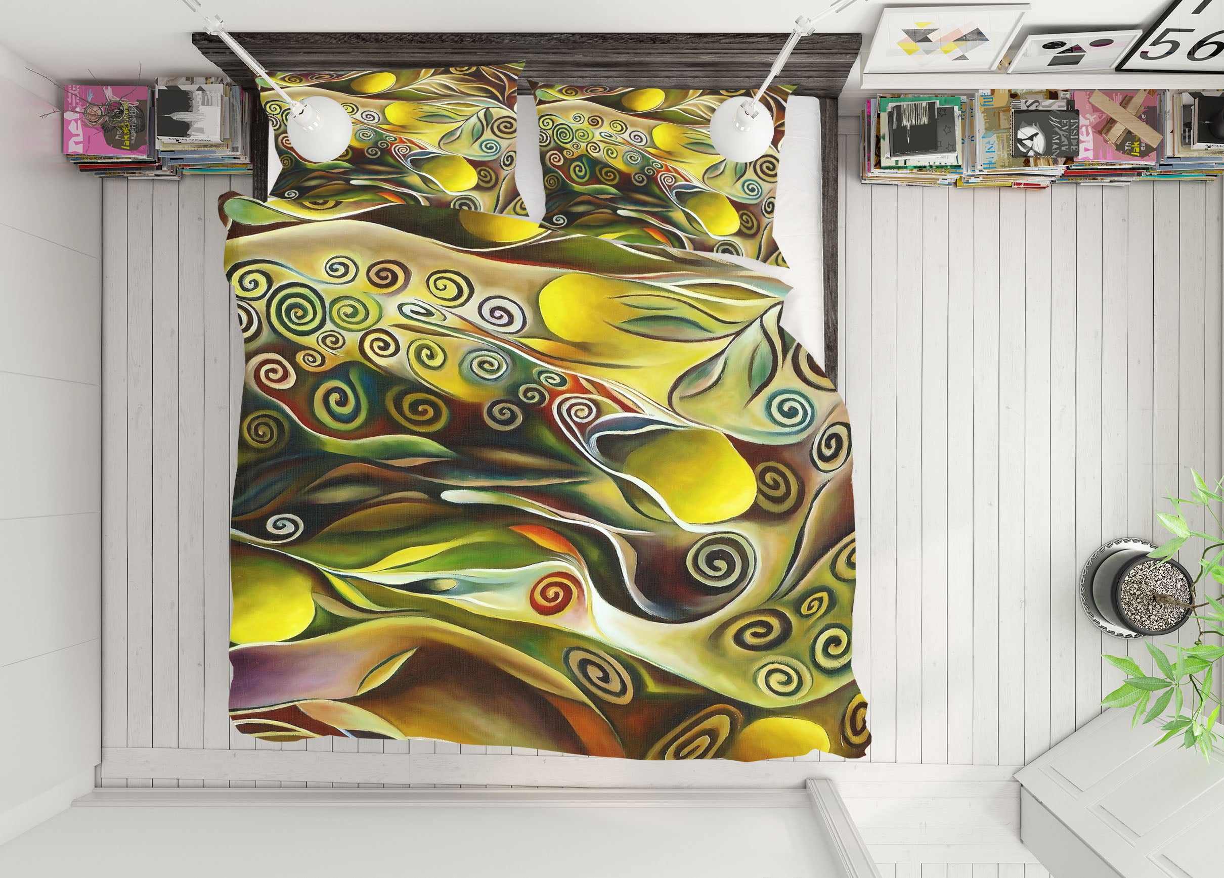 3D Golden Pattern 12158 Bed Pillowcases Quilt