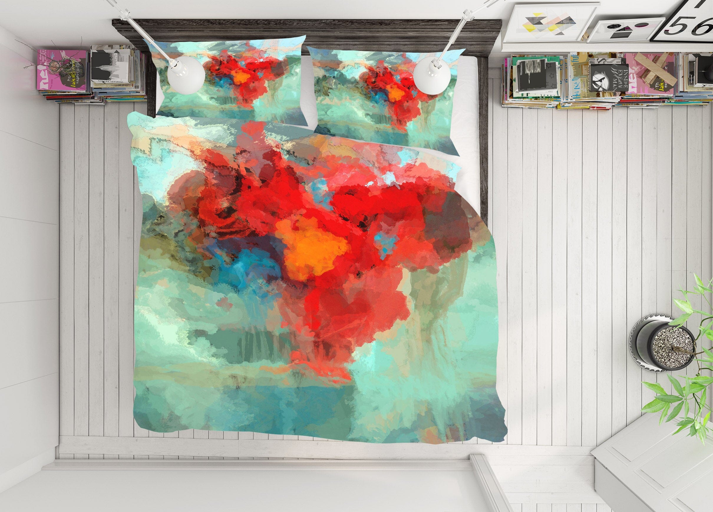 3D Red Flower Pattern 1046 Michael Tienhaara Bedding Bed Pillowcases Quilt Quiet Covers AJ Creativity Home