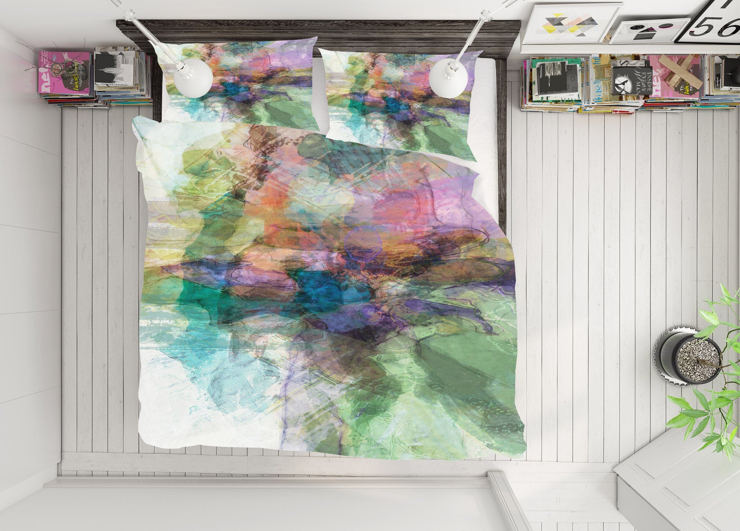 3D Green Abstract Painting 1032 Michael Tienhaara Bedding Bed Pillowcases Quilt Quiet Covers AJ Creativity Home