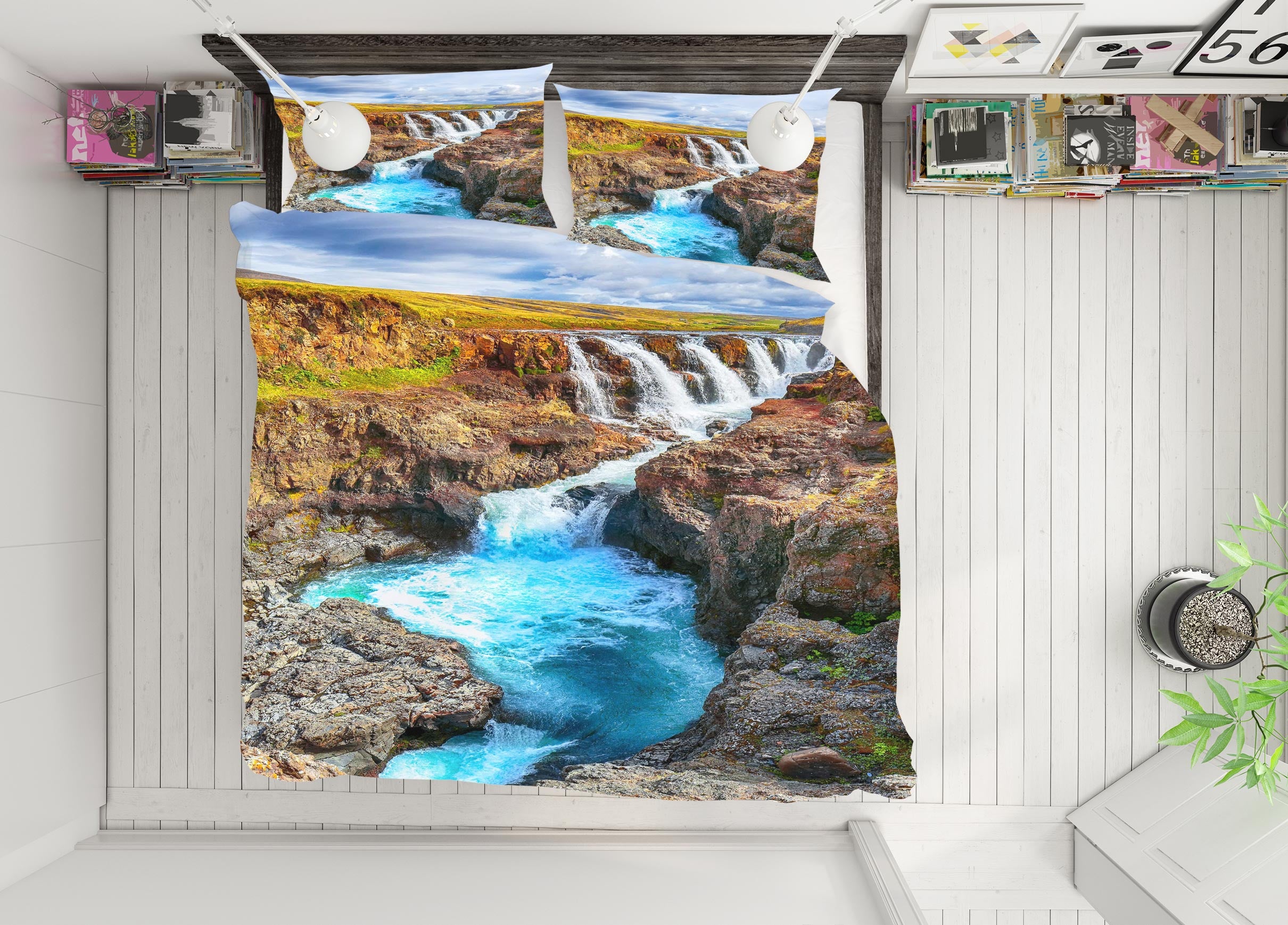 3D Stone Running Water 15187 Bed Pillowcases Quilt
