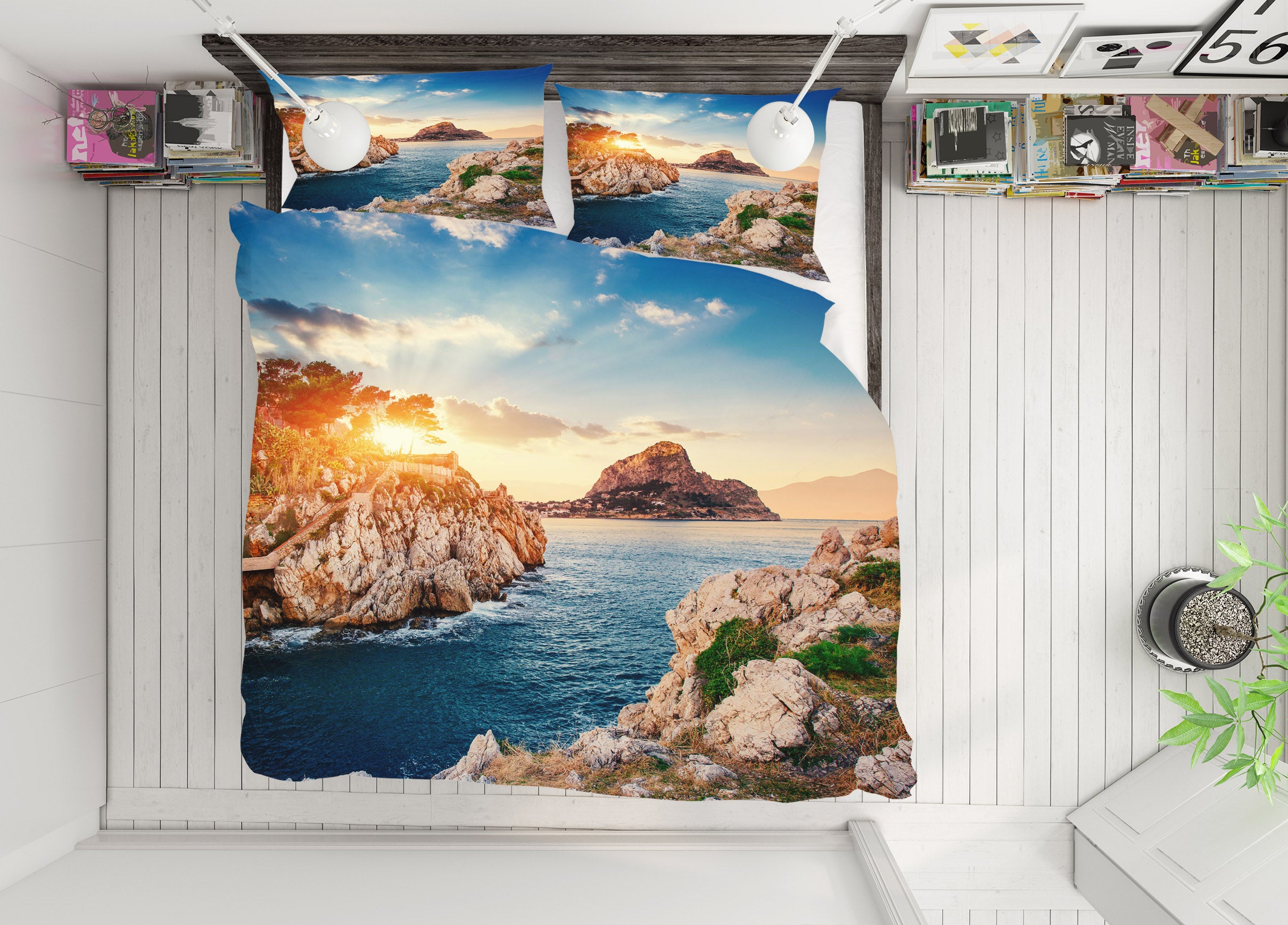 3D Sea Stone 61033 Bed Pillowcases Quilt