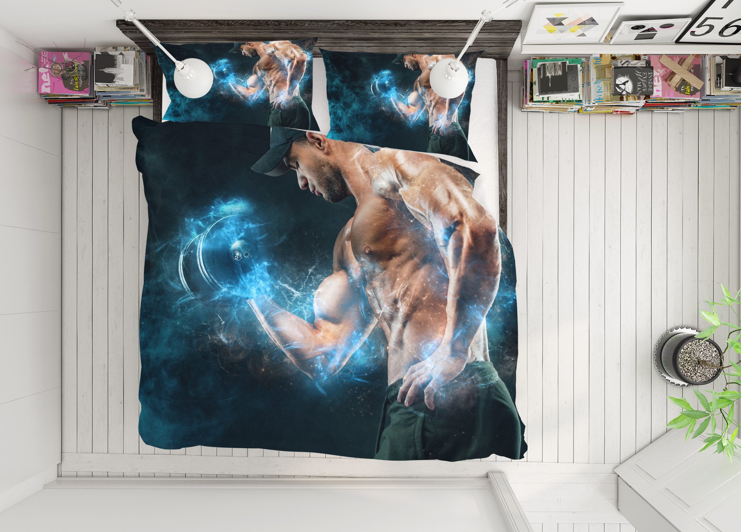 3D Lift Dumbbells 14188 Bed Pillowcases Quilt