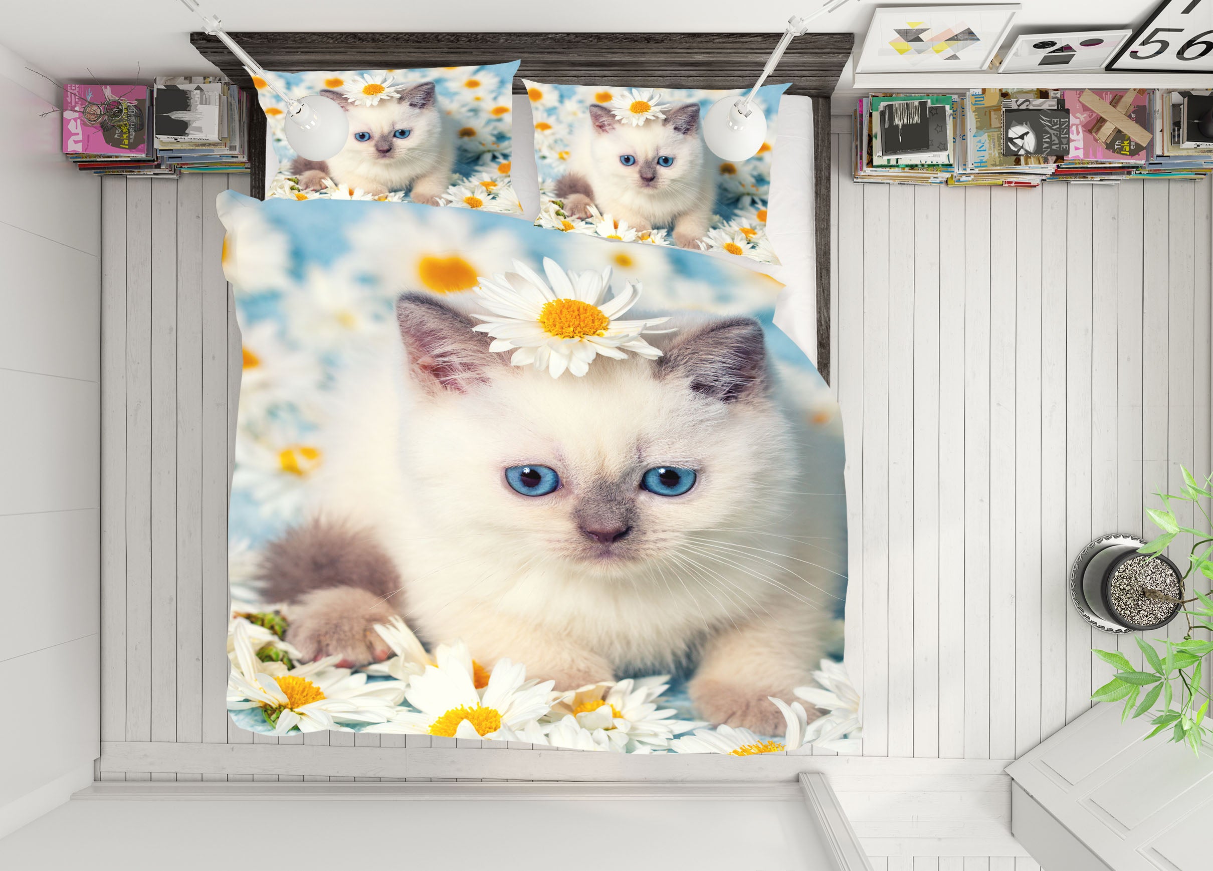 3D Cat Little Daisy 14212 Bed Pillowcases Quilt