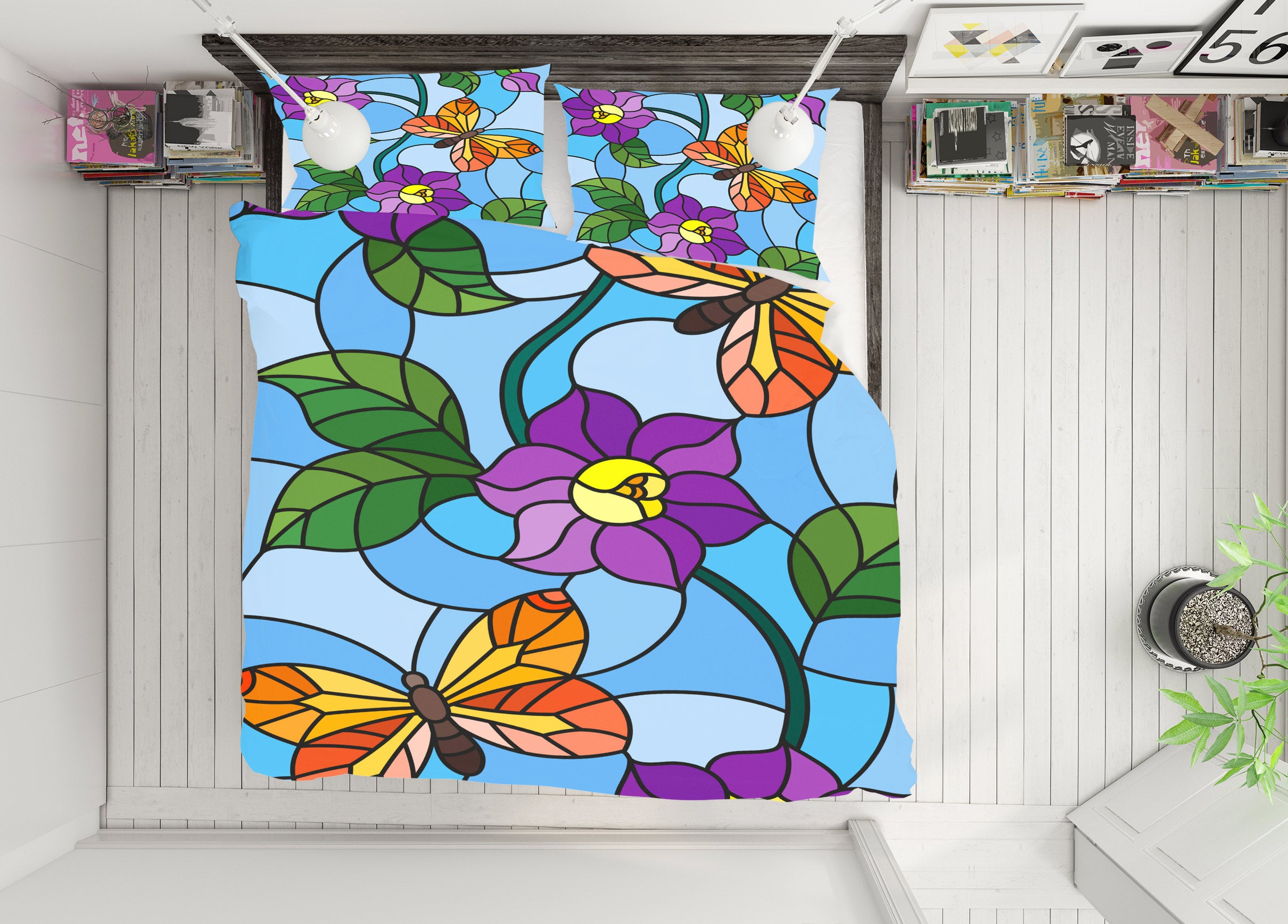 3D Flower Butterfly 14034 Bed Pillowcases Quilt