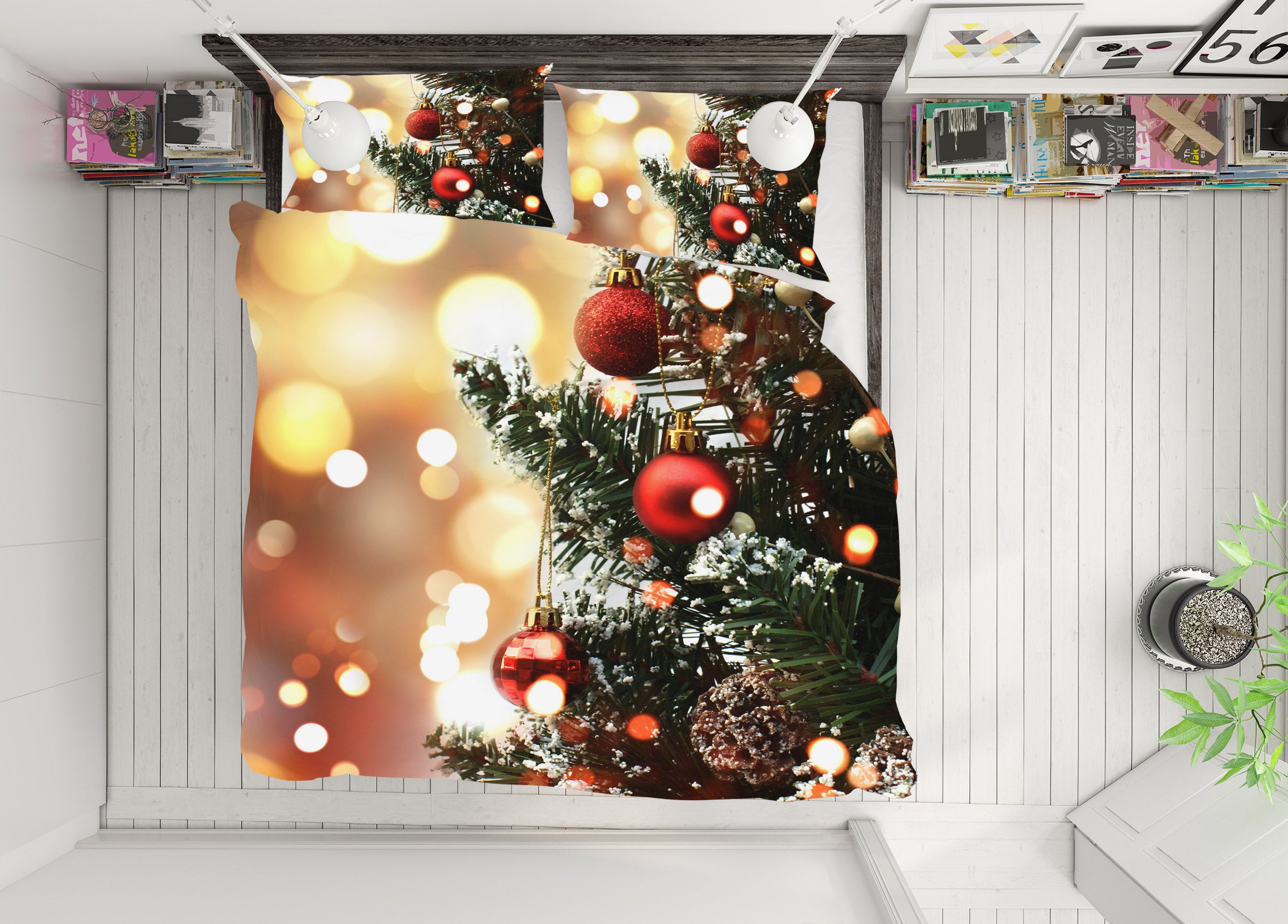 3D Christmas Tree 63173 Bed Pillowcases Quilt
