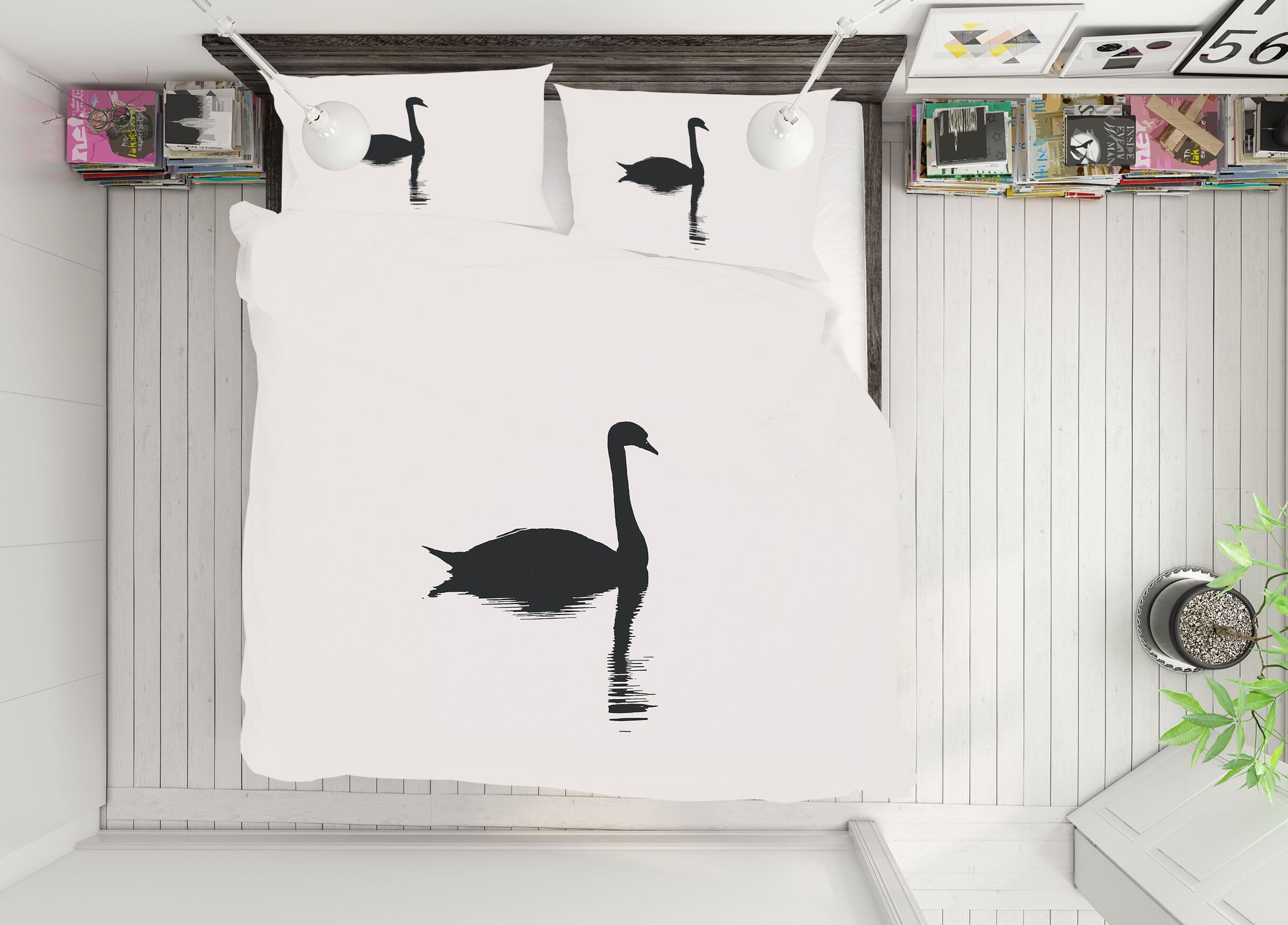 3D Swan Pattern 227 Boris Draschoff Bedding Bed Pillowcases Quilt Quiet Covers AJ Creativity Home