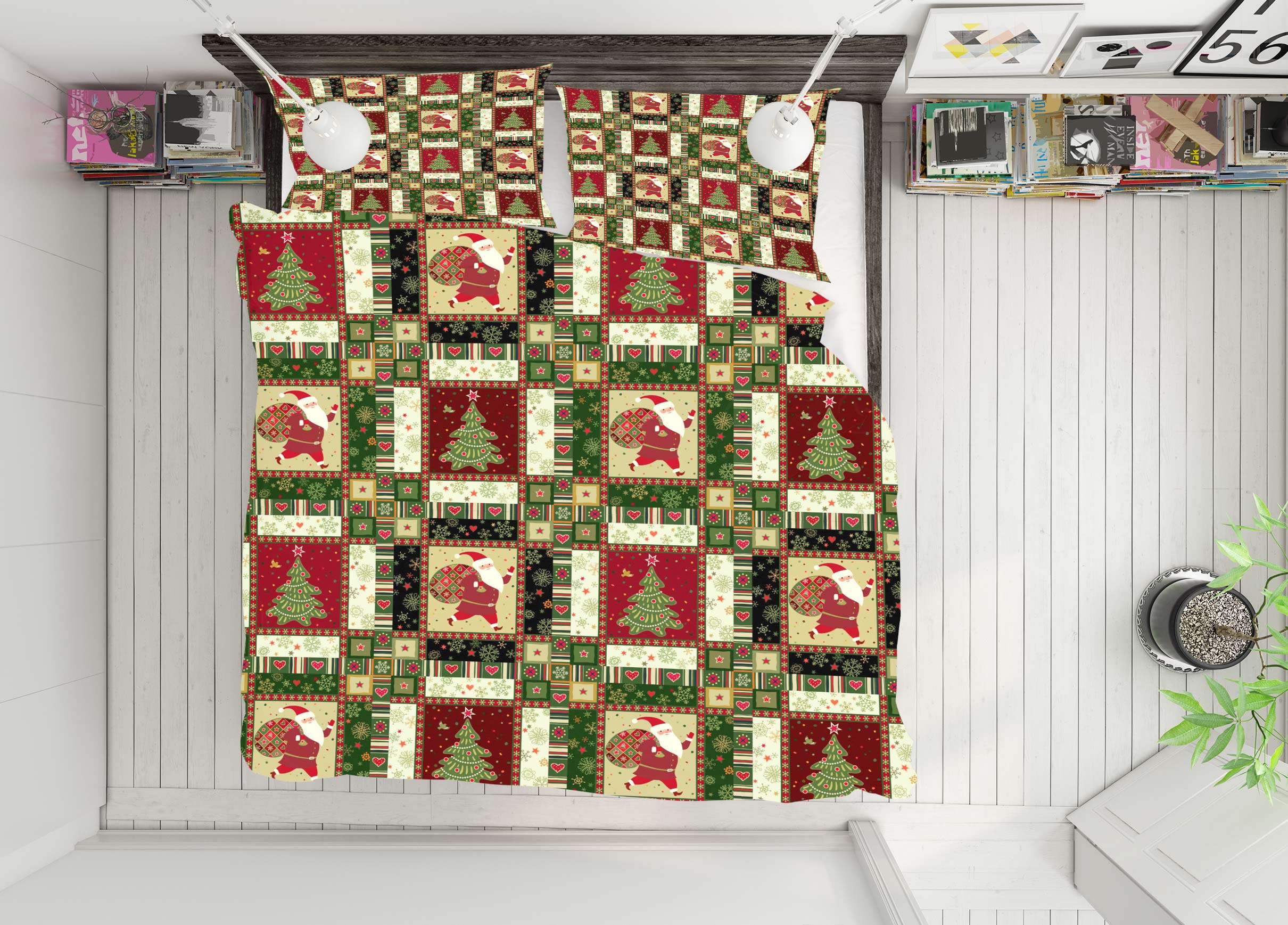 3D Tree Square Pattern 50048 Christmas Quilt Duvet Cover Xmas Bed Pillowcases