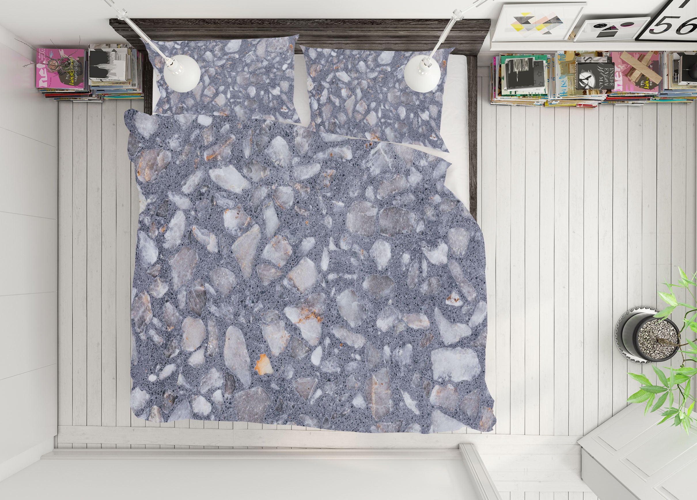 3D Small Stone Texture 16071 Bed Pillowcases Quilt