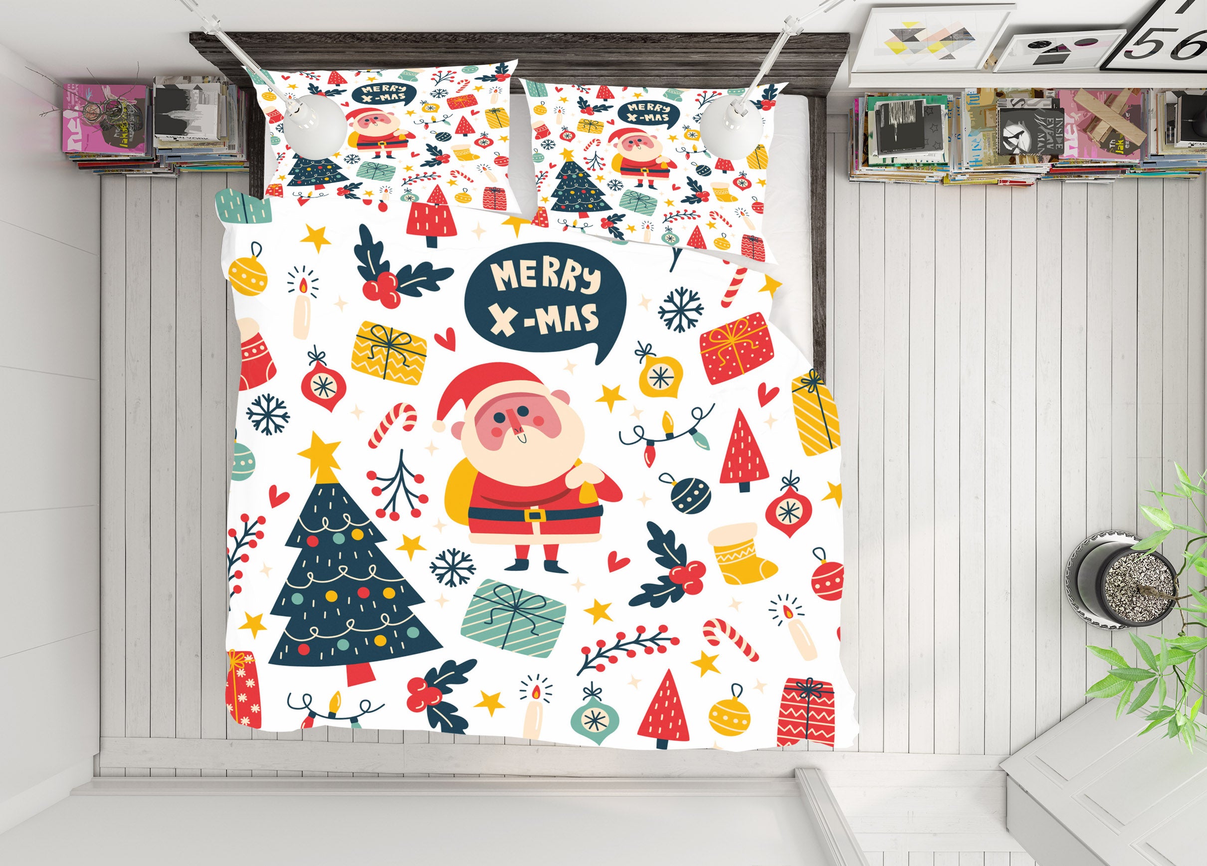 3D Santa Tree Gifts 59048 Bed Pillowcases Quilt