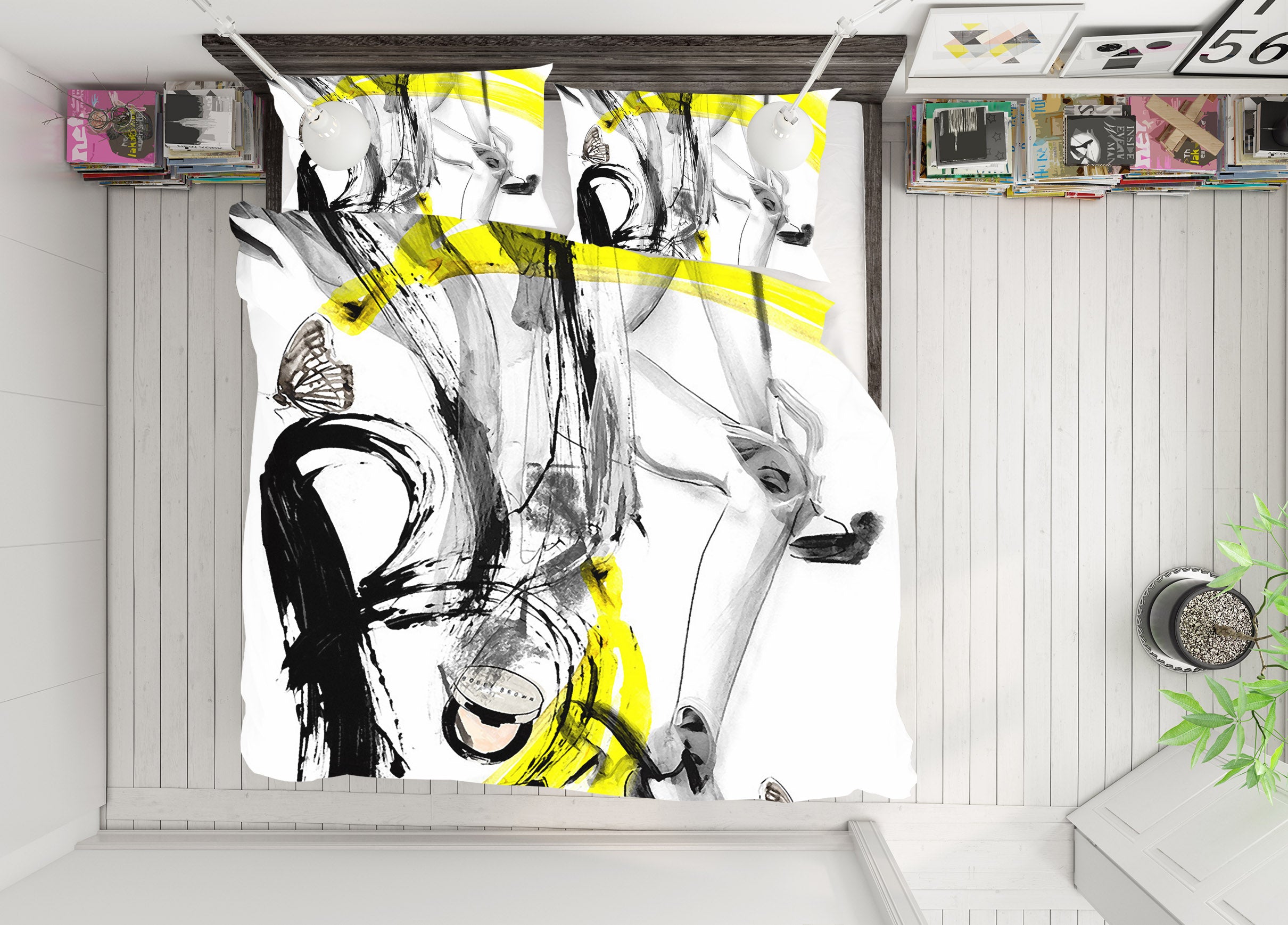 3D Yellow Black 12131 Bed Pillowcases Quilt