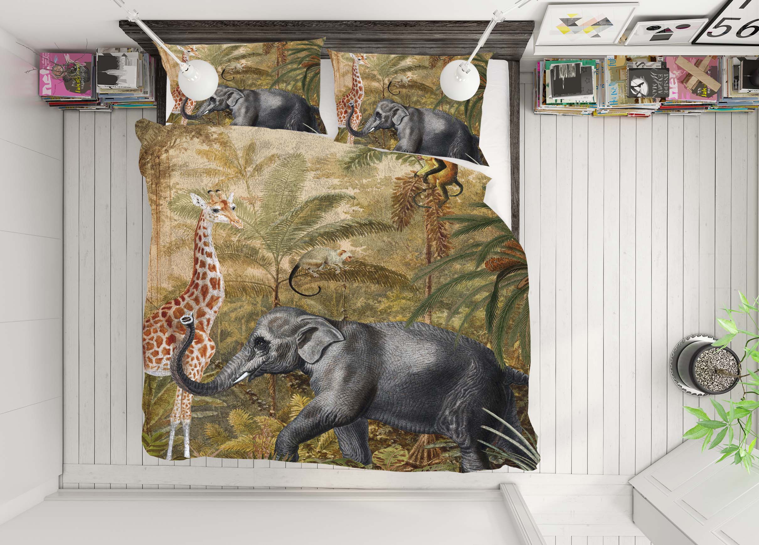 3D Elephant Giraffe 18149 Uta Naumann Bedding Bed Pillowcases Quilt